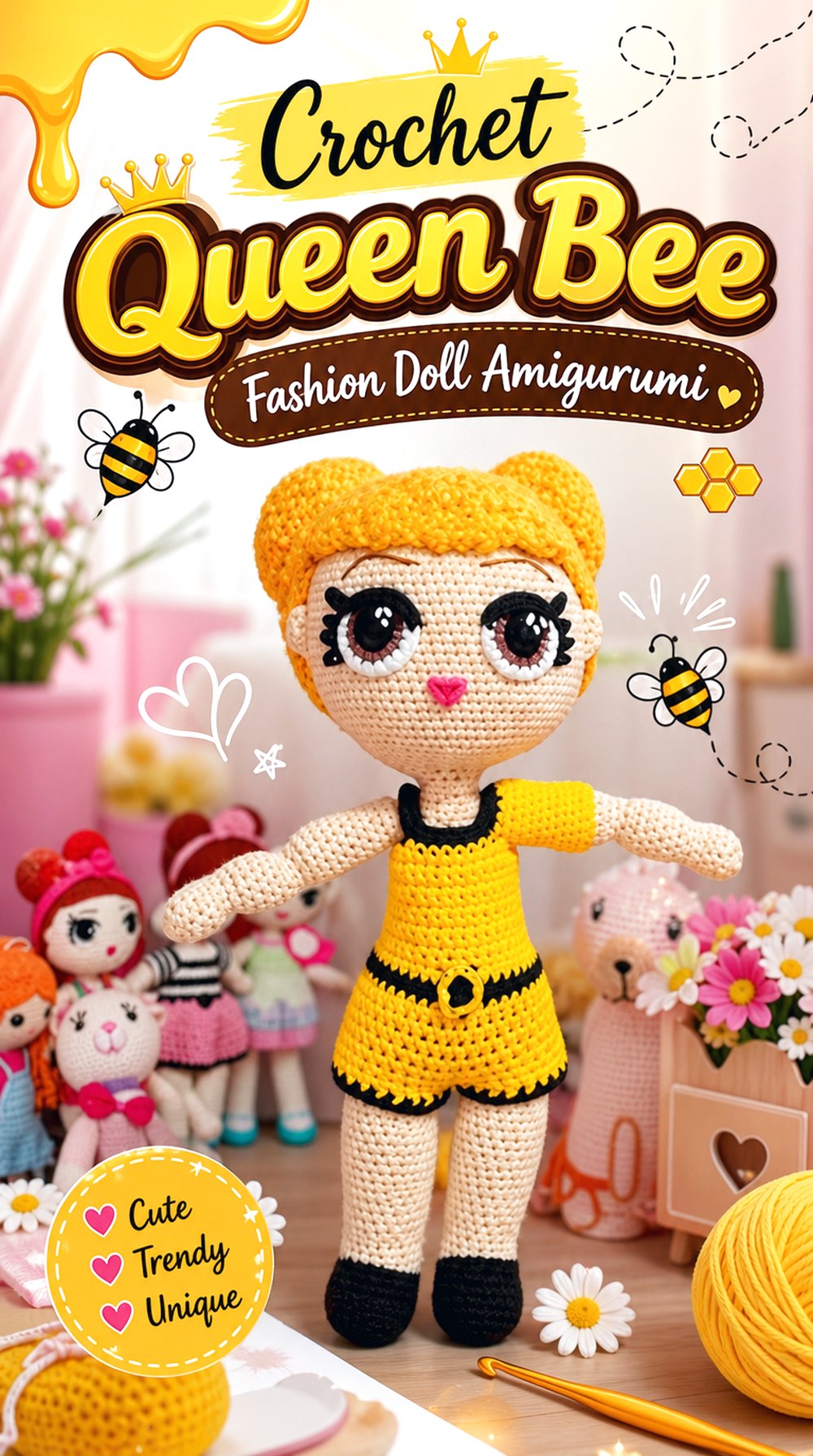 Crochet Queen Bee Fashion Doll Amigurumi
