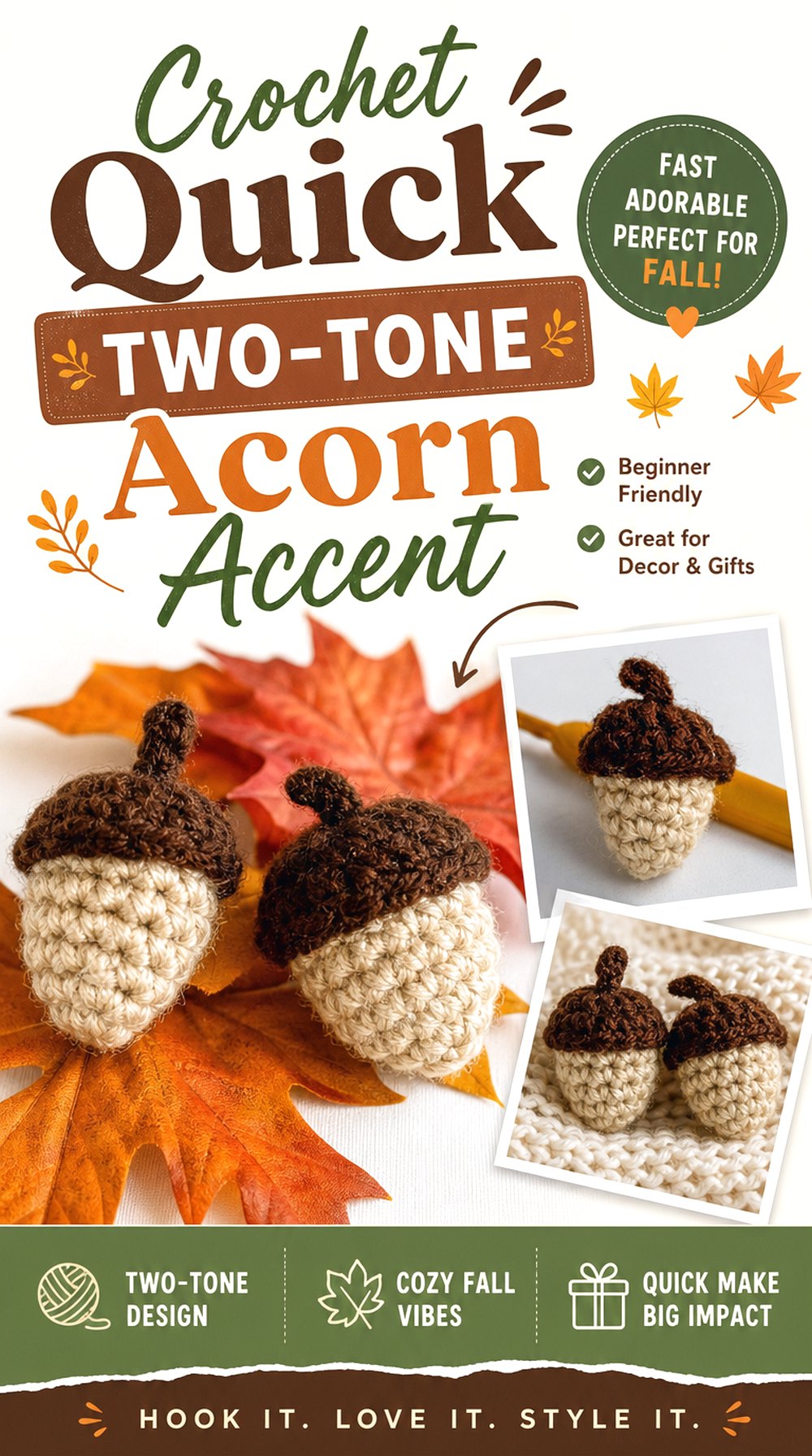 Crochet Quick Two Tone Acorn Accent