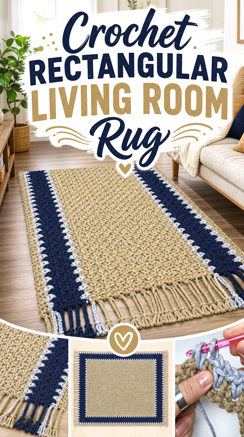Crochet Rectangular Living Room Rug