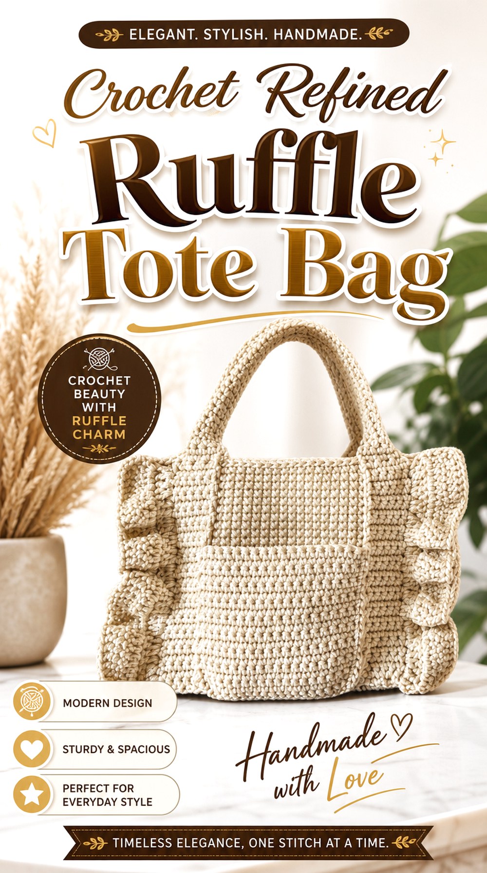 Crochet Refined Ruffle Tote Bag