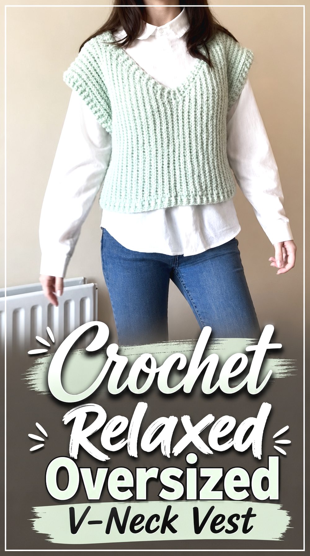 Crochet Relaxed Oversized V Neck Vest
