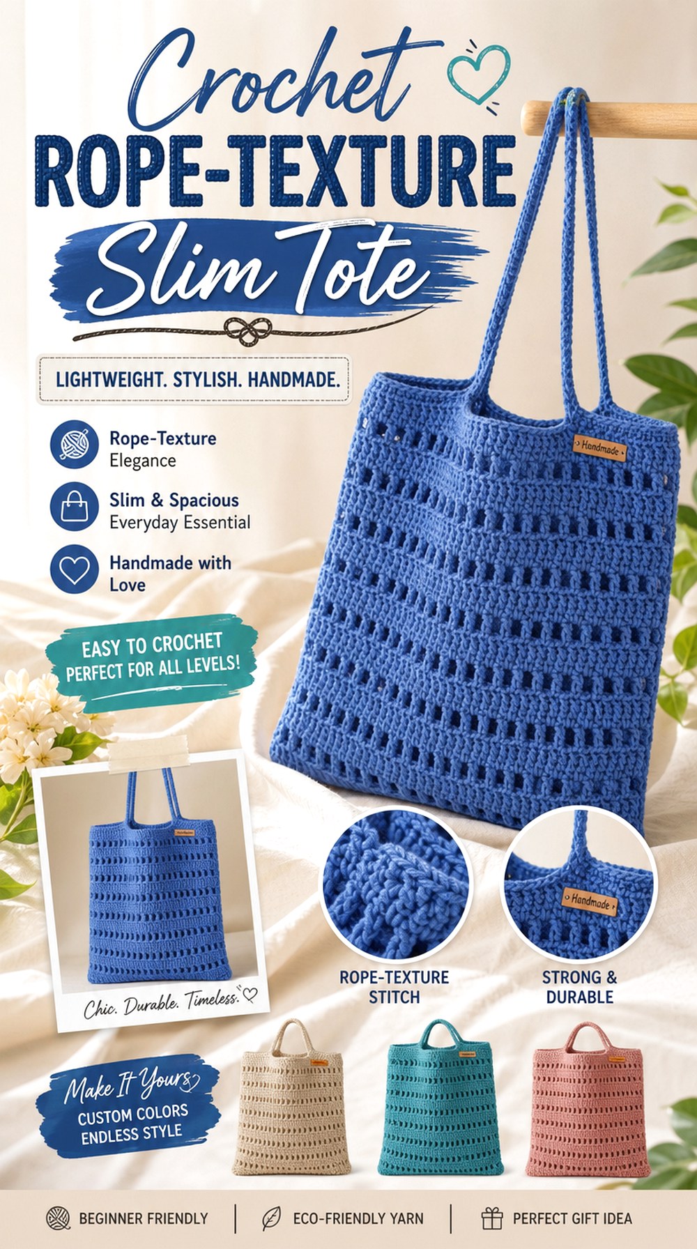 Crochet Rope Texture Slim Tote