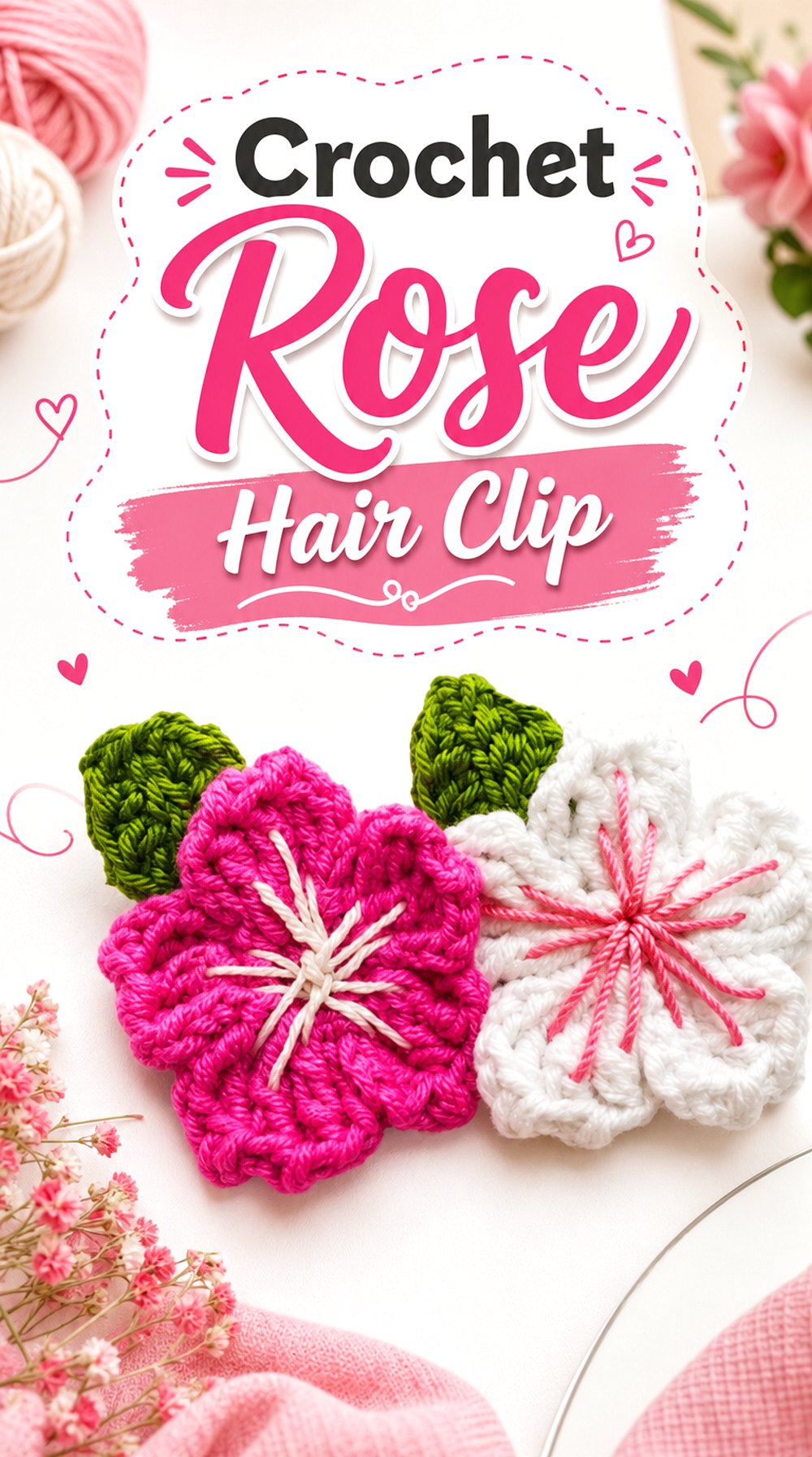 Crochet Rose Hair Clip