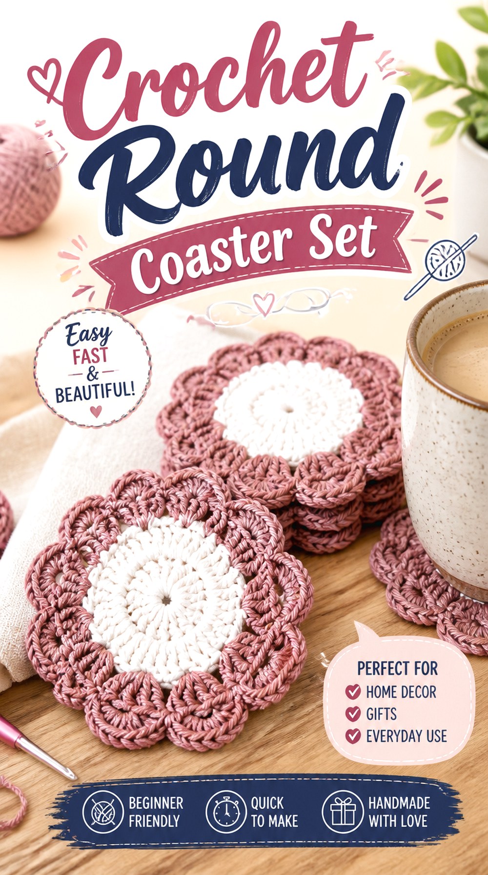Crochet Round Coaster Set
