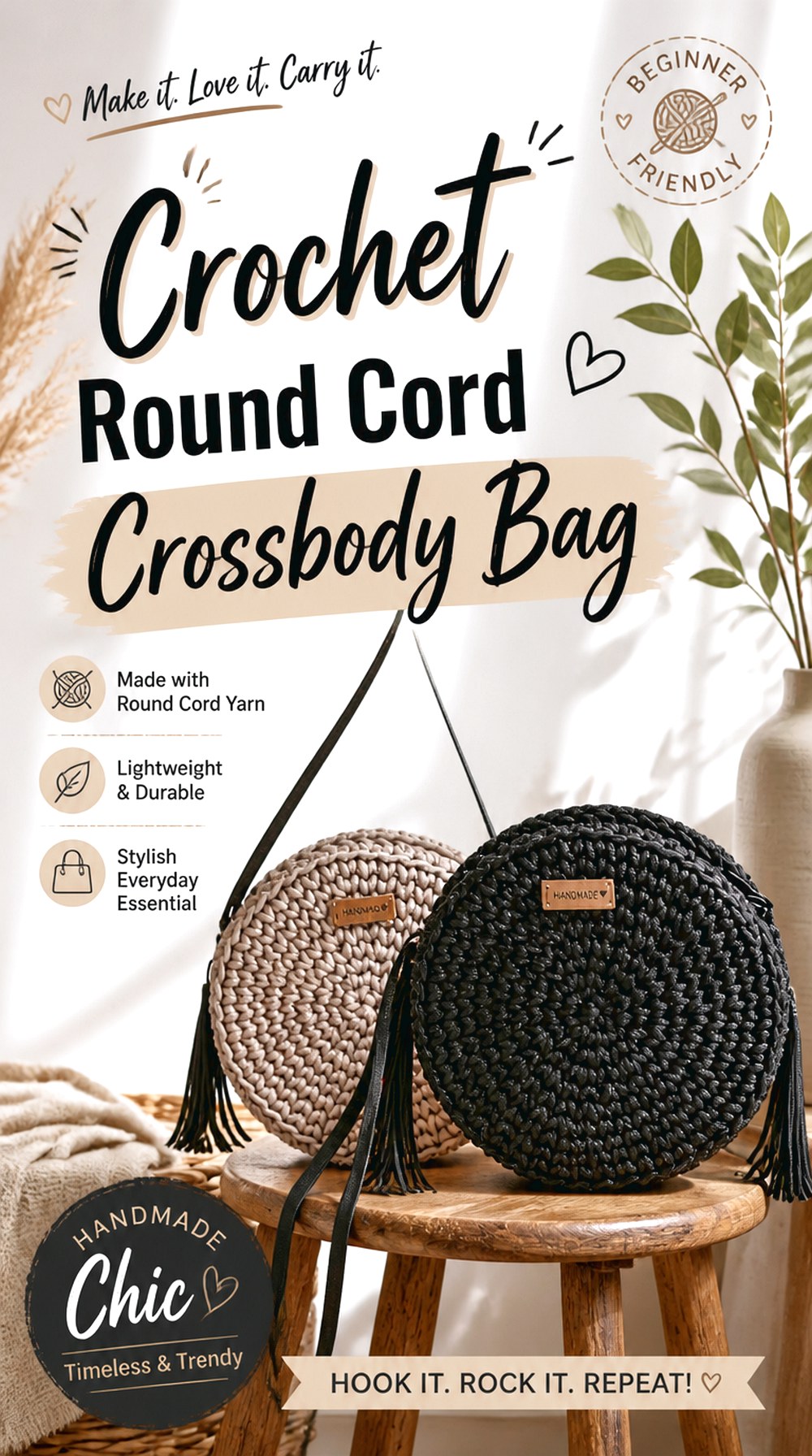 Crochet Round Cord Crossbody Bag