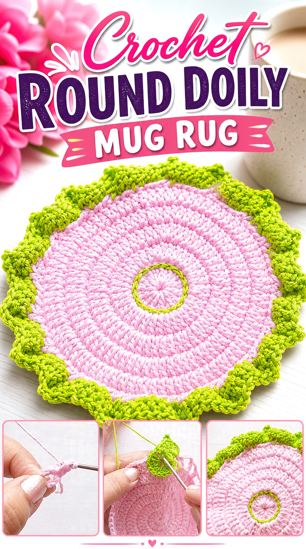 Crochet Round Doily Mug Rug