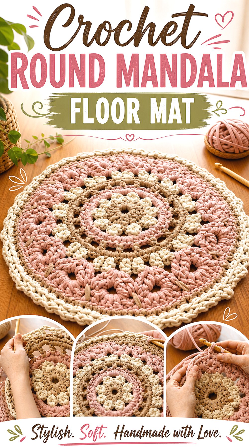 Crochet Round Mandala Floor Mat
