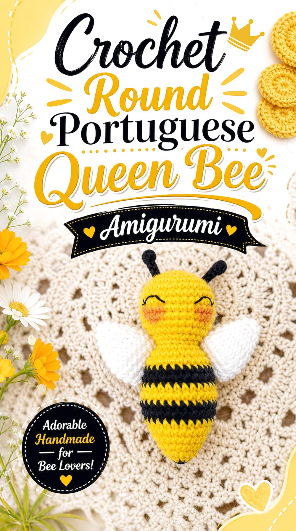 Crochet Round Portuguese Queen Bee Amigurumi