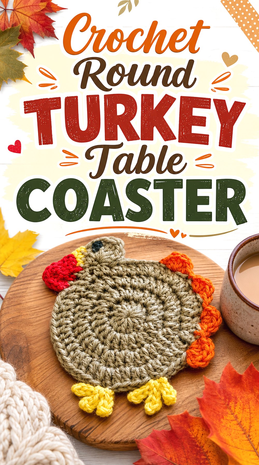 Crochet Round Turkey Table Coaster