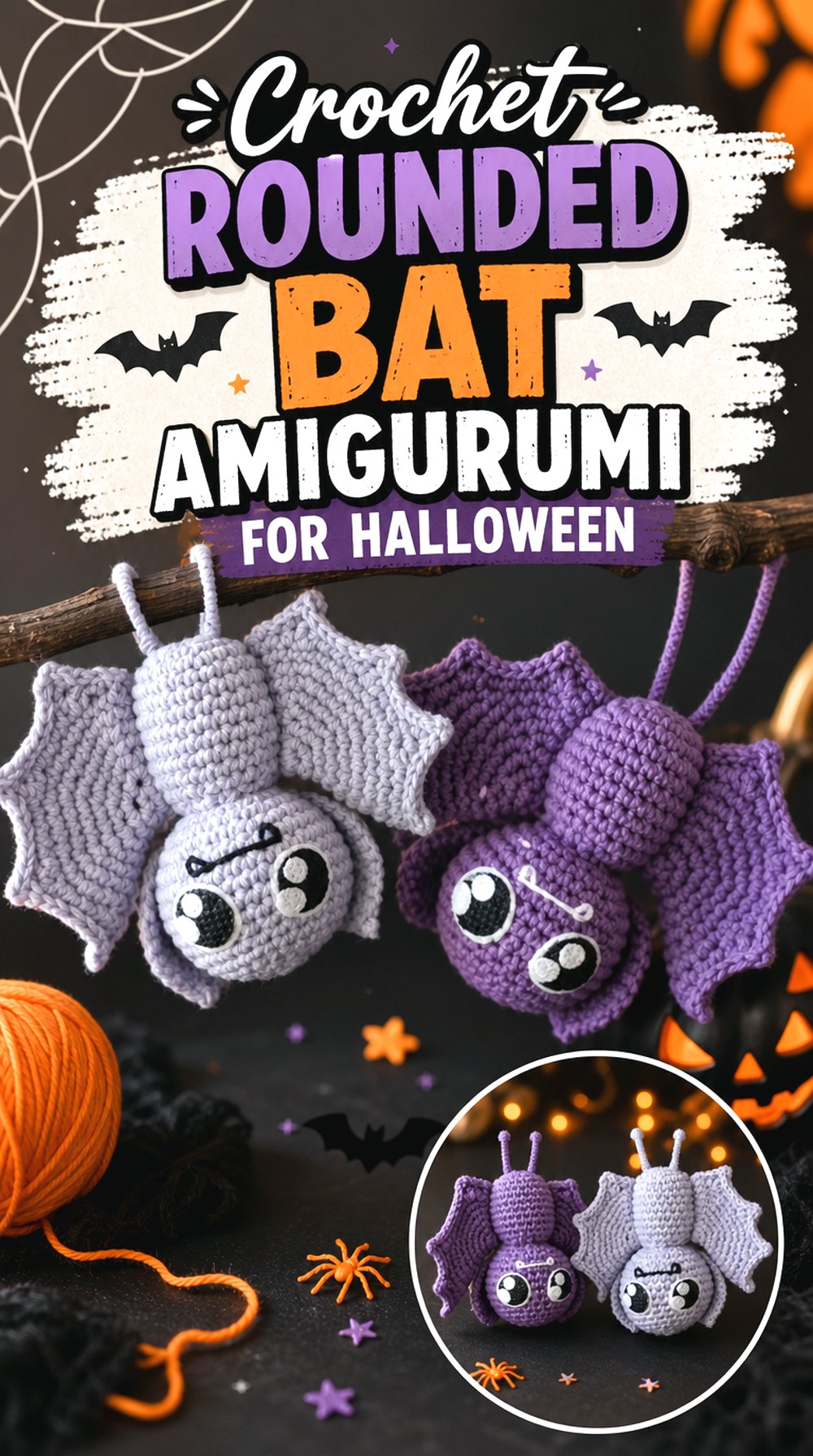 Crochet Rounded Bat Amigurumi for Halloween