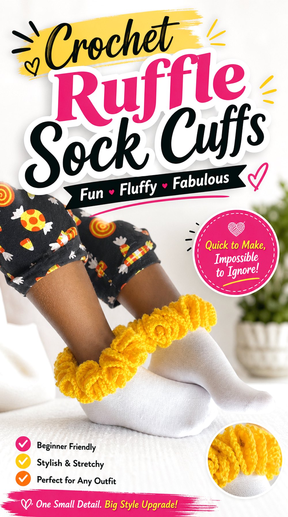 Crochet Ruffle Sock Cuffs