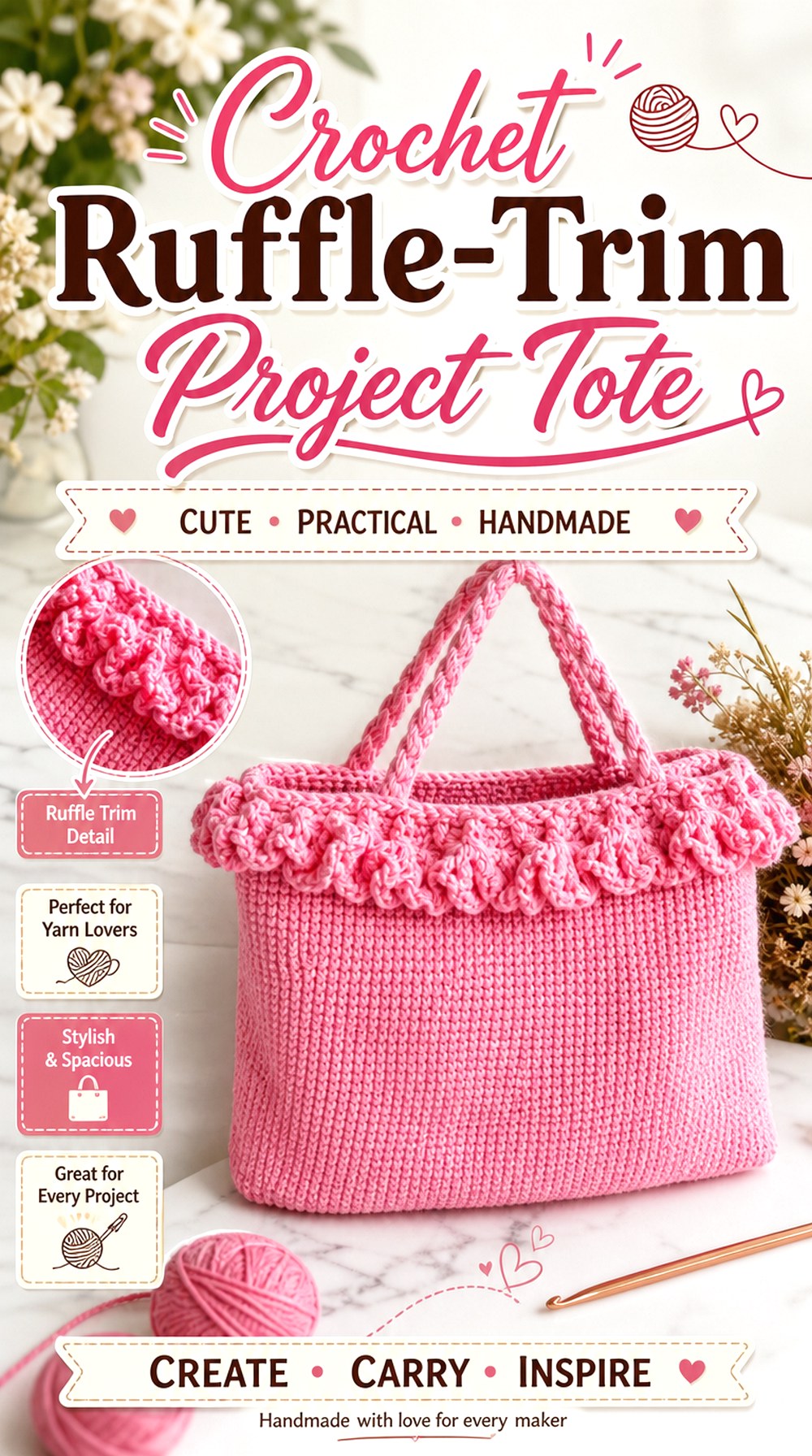 Crochet Ruffle Trim Project Tote