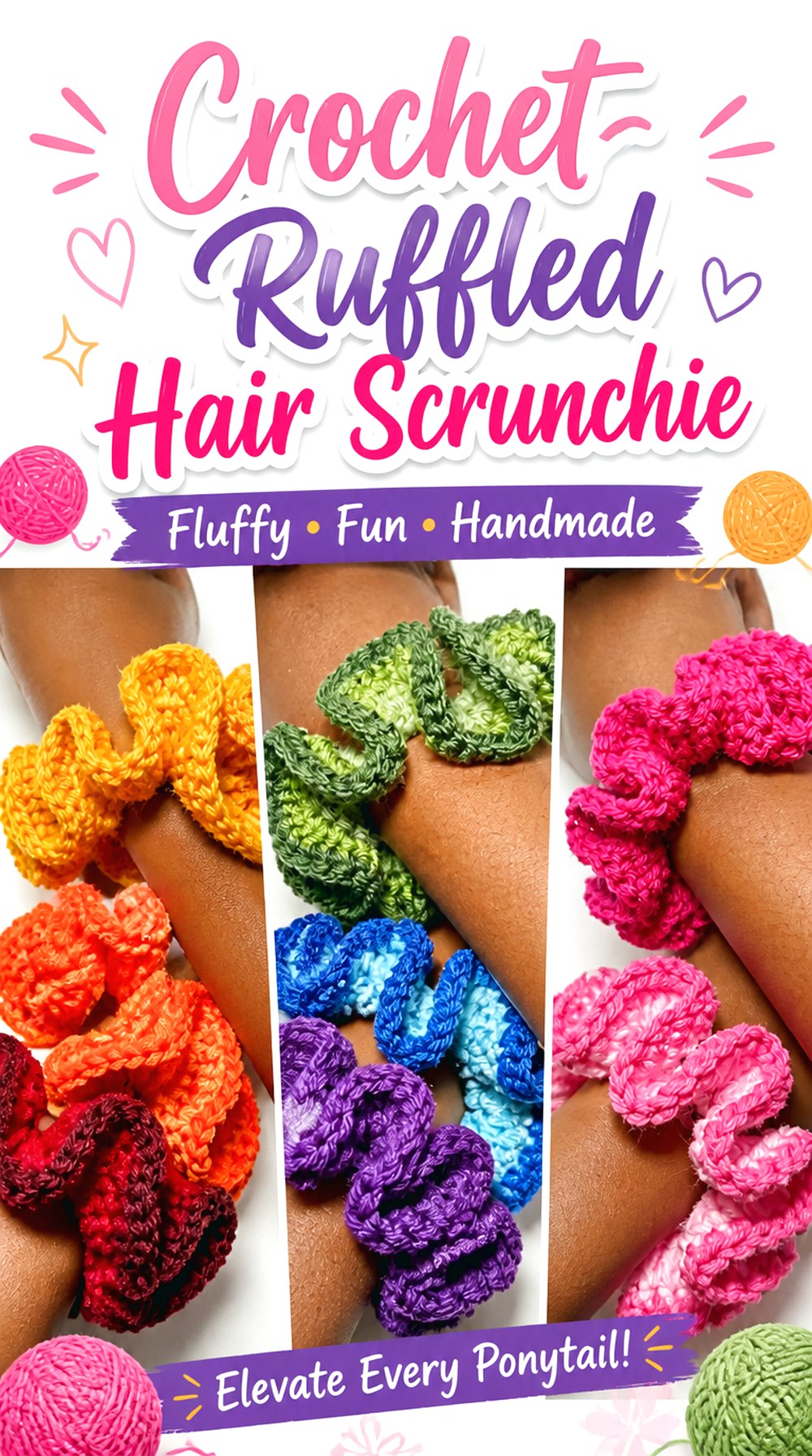 Crochet Ruffled Hair Scrunchie