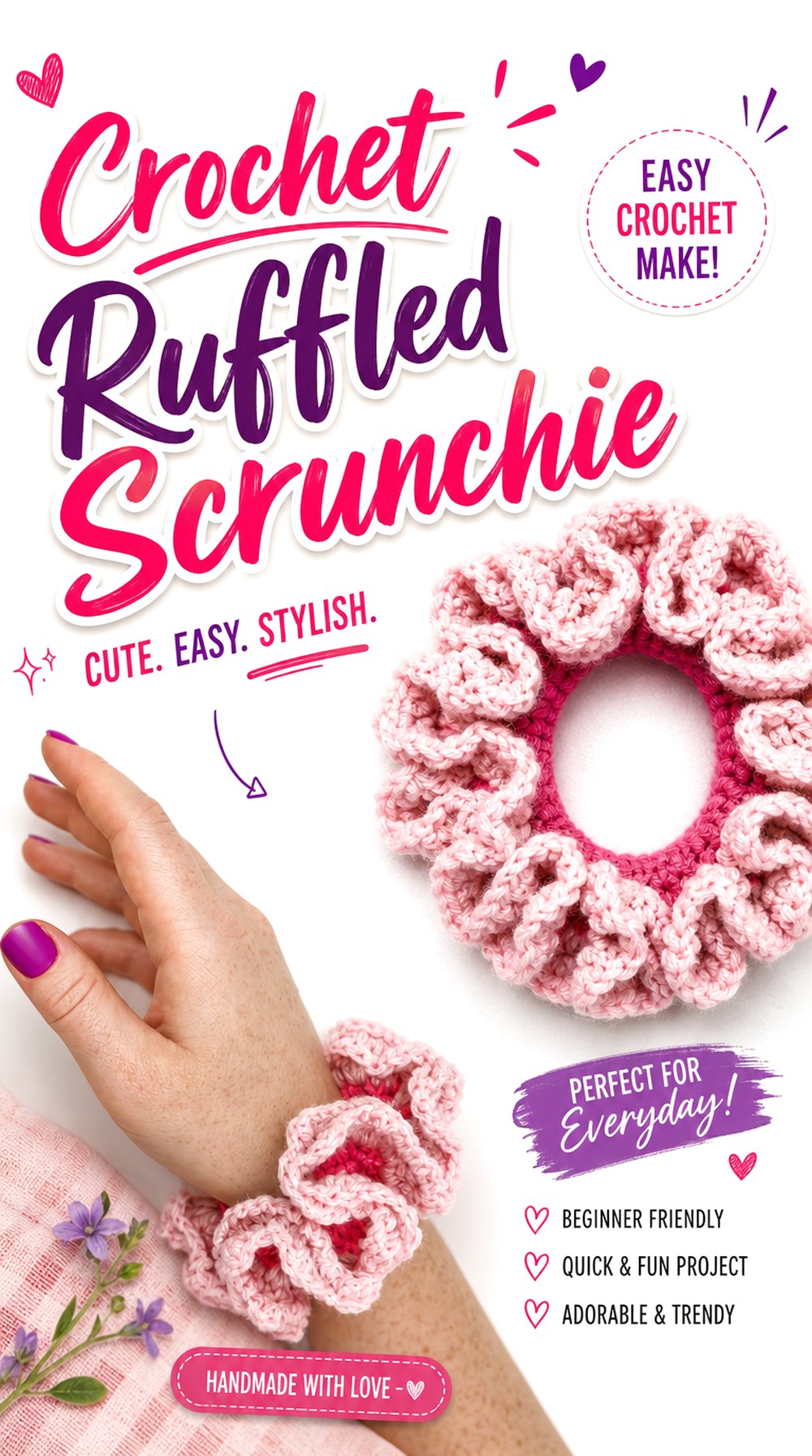 Crochet Ruffled Scrunchie