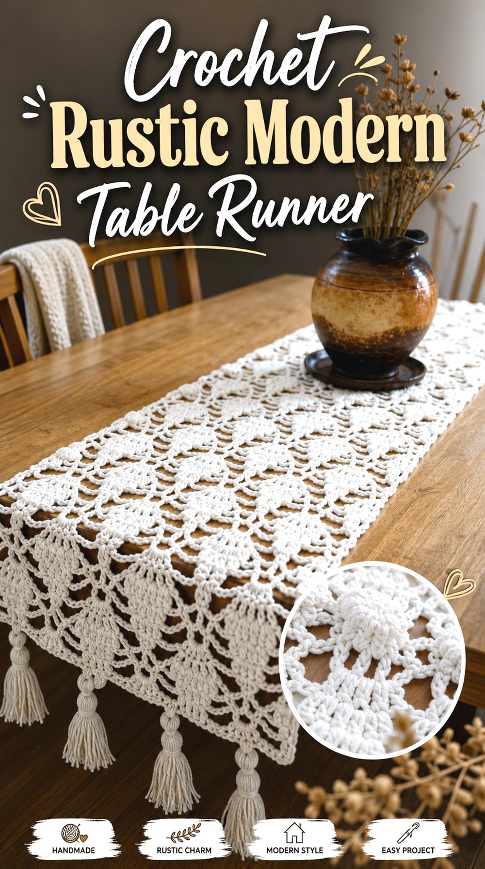 Crochet Rustic Modern Table Runner