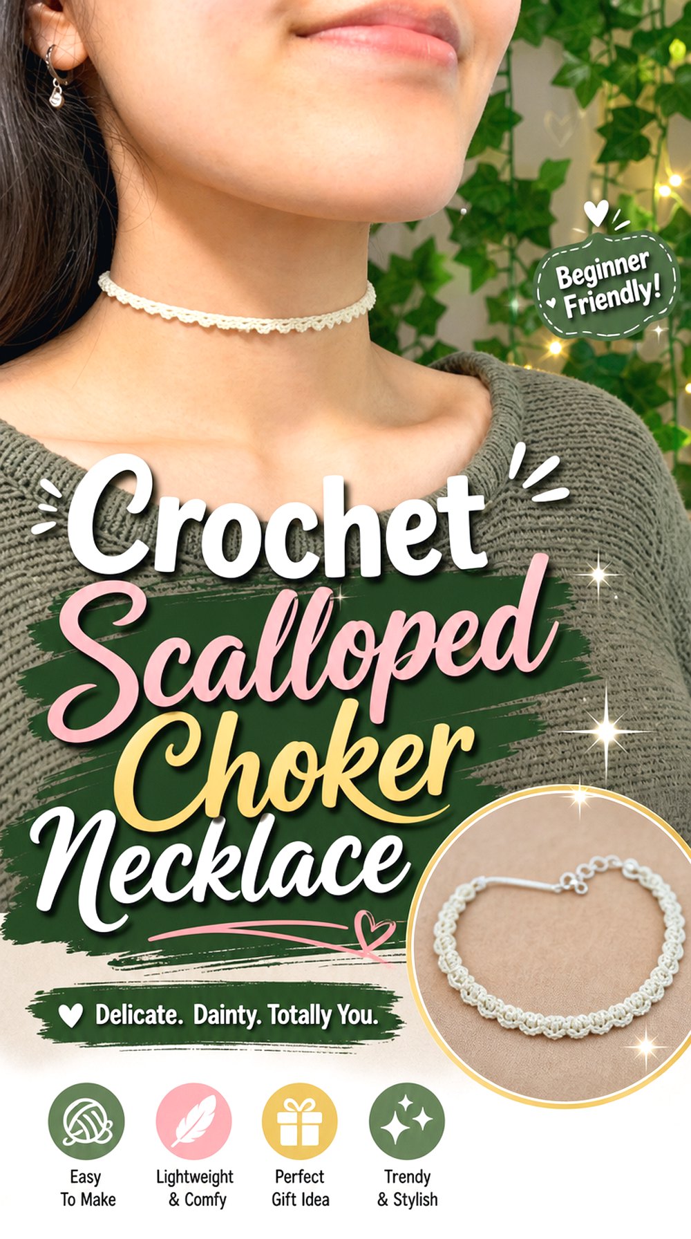 Crochet Scalloped Choker Necklace