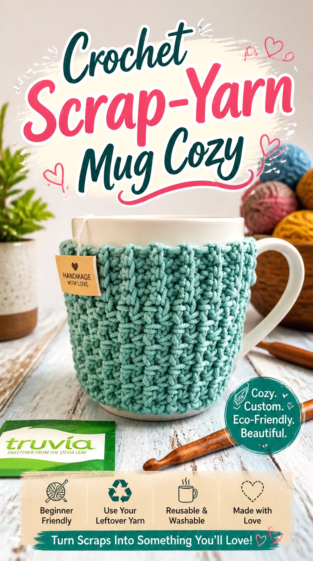 Crochet Scrap Yarn Mug Cozy