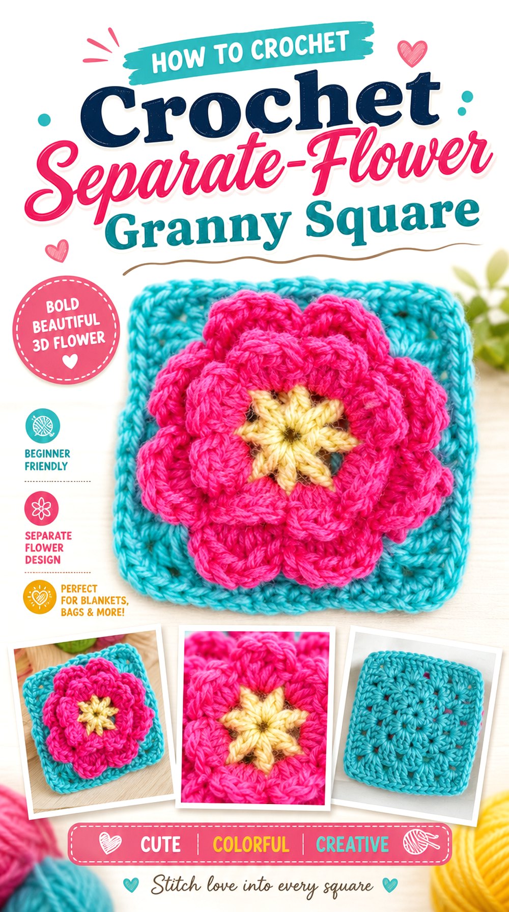 Crochet Separate Flower Granny Square