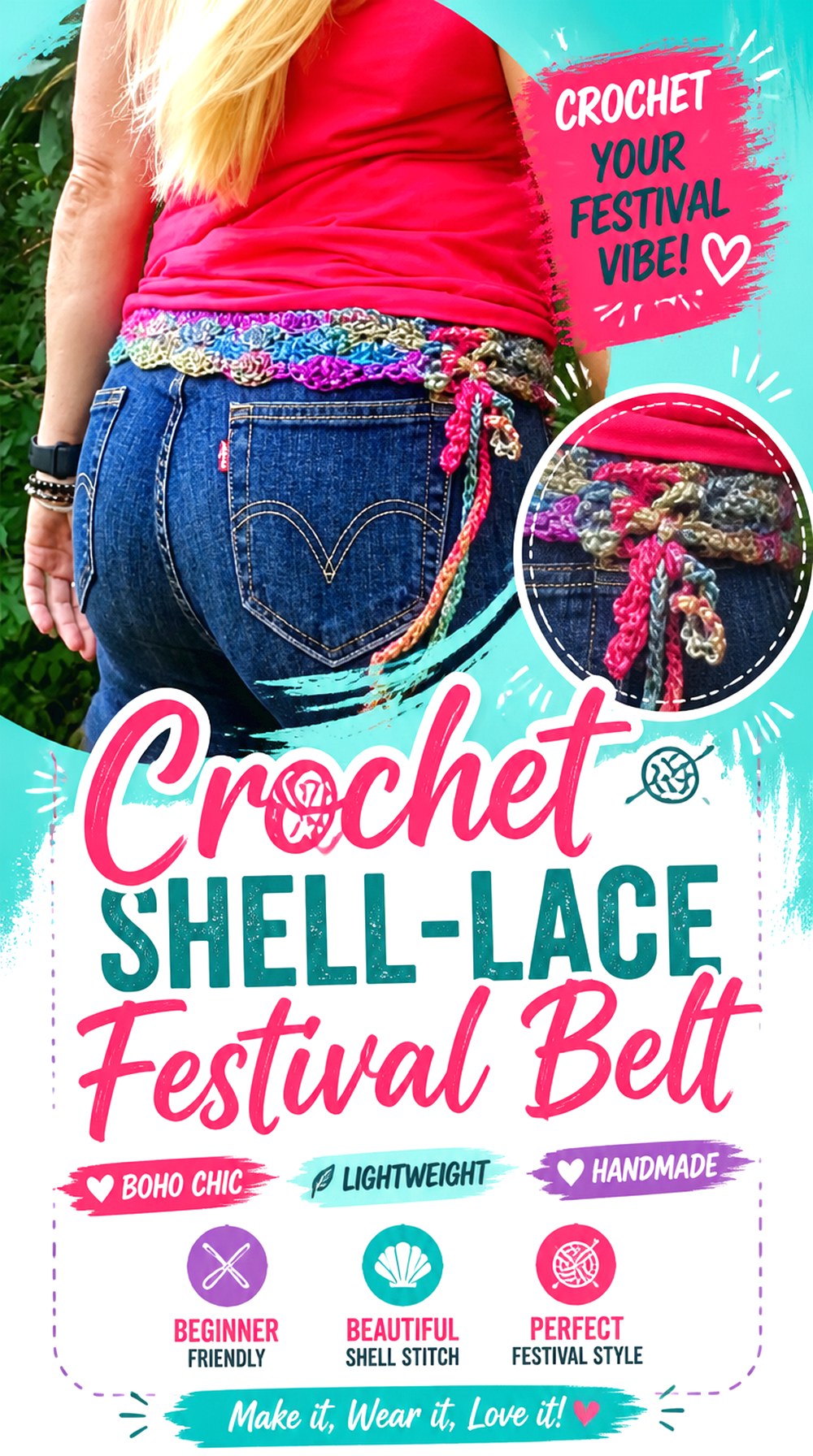 Crochet Shell Lace Festival Belt