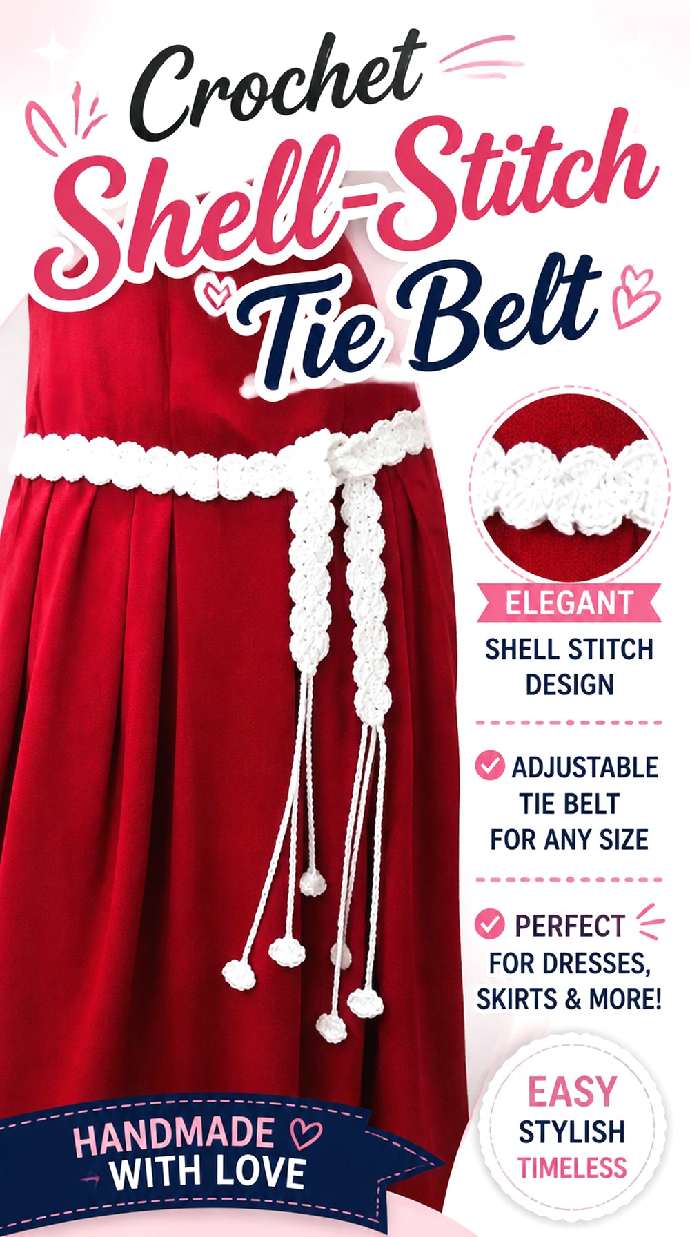 Crochet Shell Stitch Tie Belt