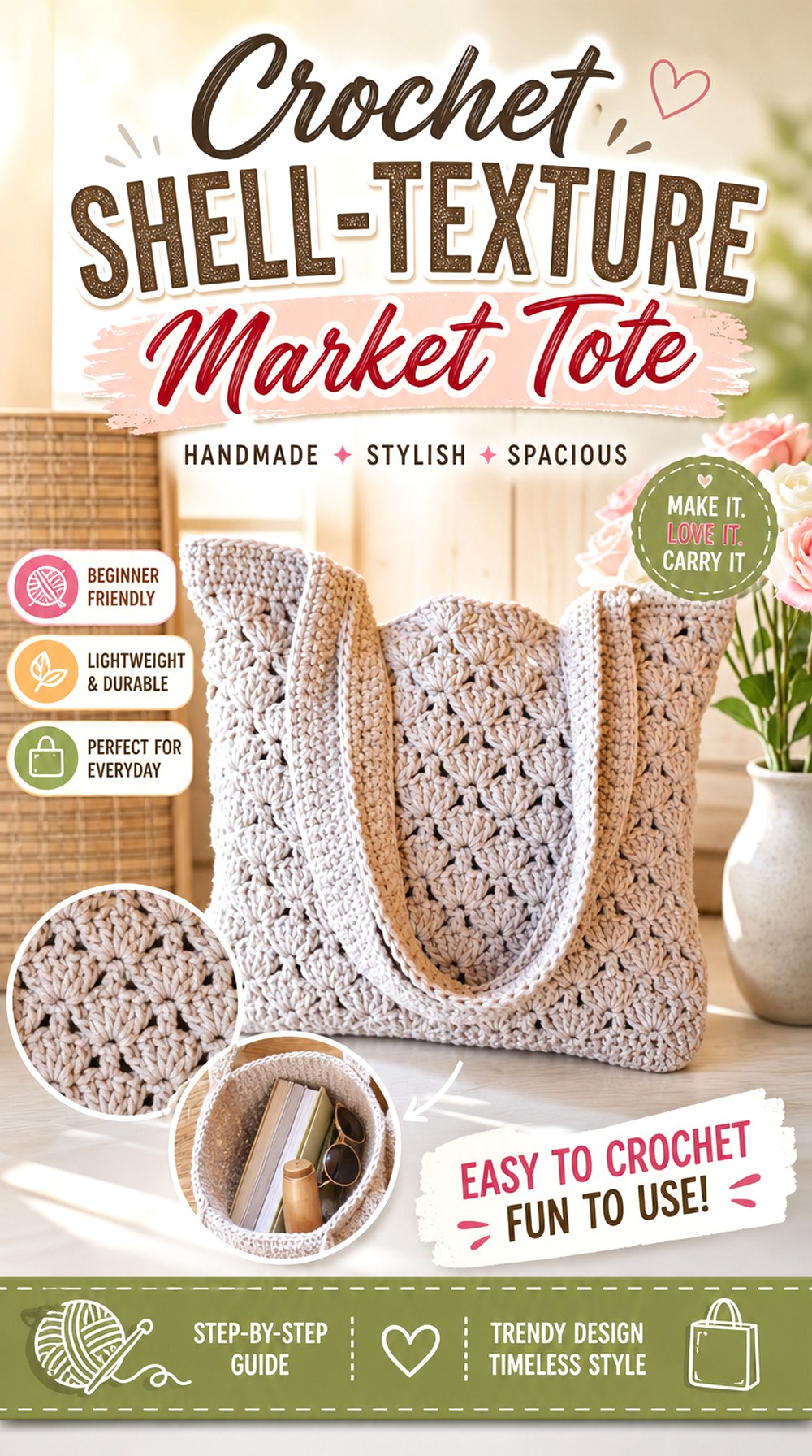 Crochet Shell Texture Market Tote