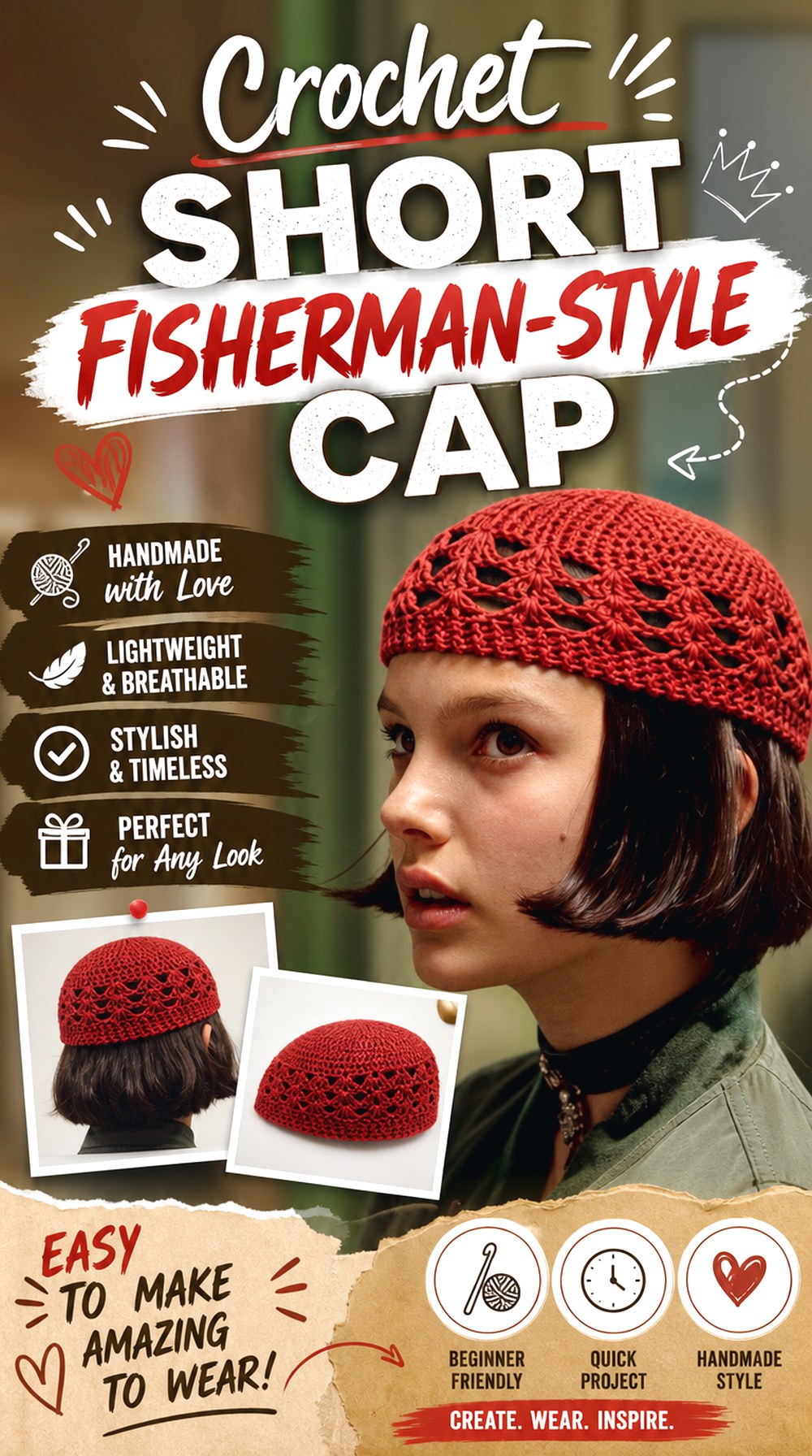 Crochet Short Fisherman Style Cap