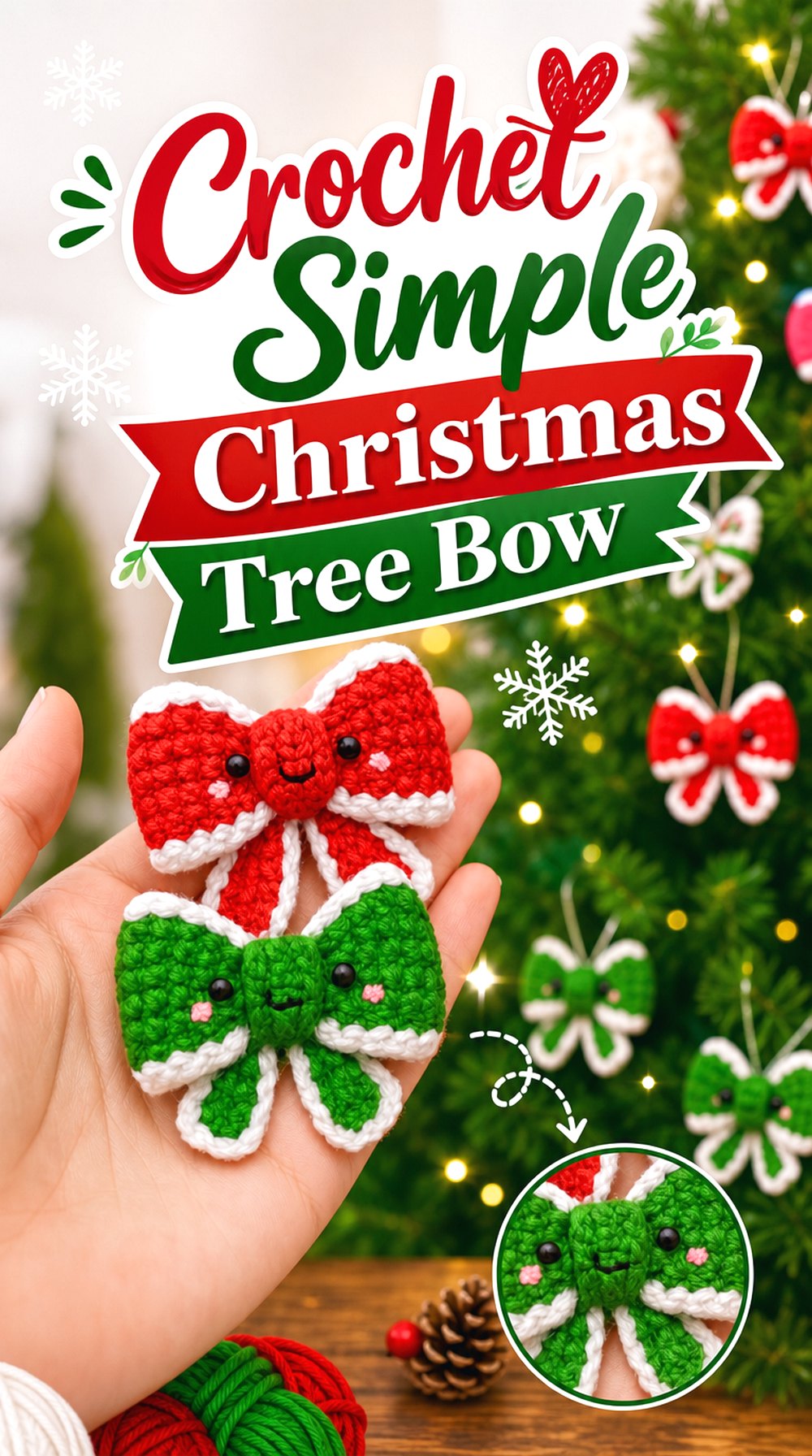 Crochet Simple Christmas Tree Bow