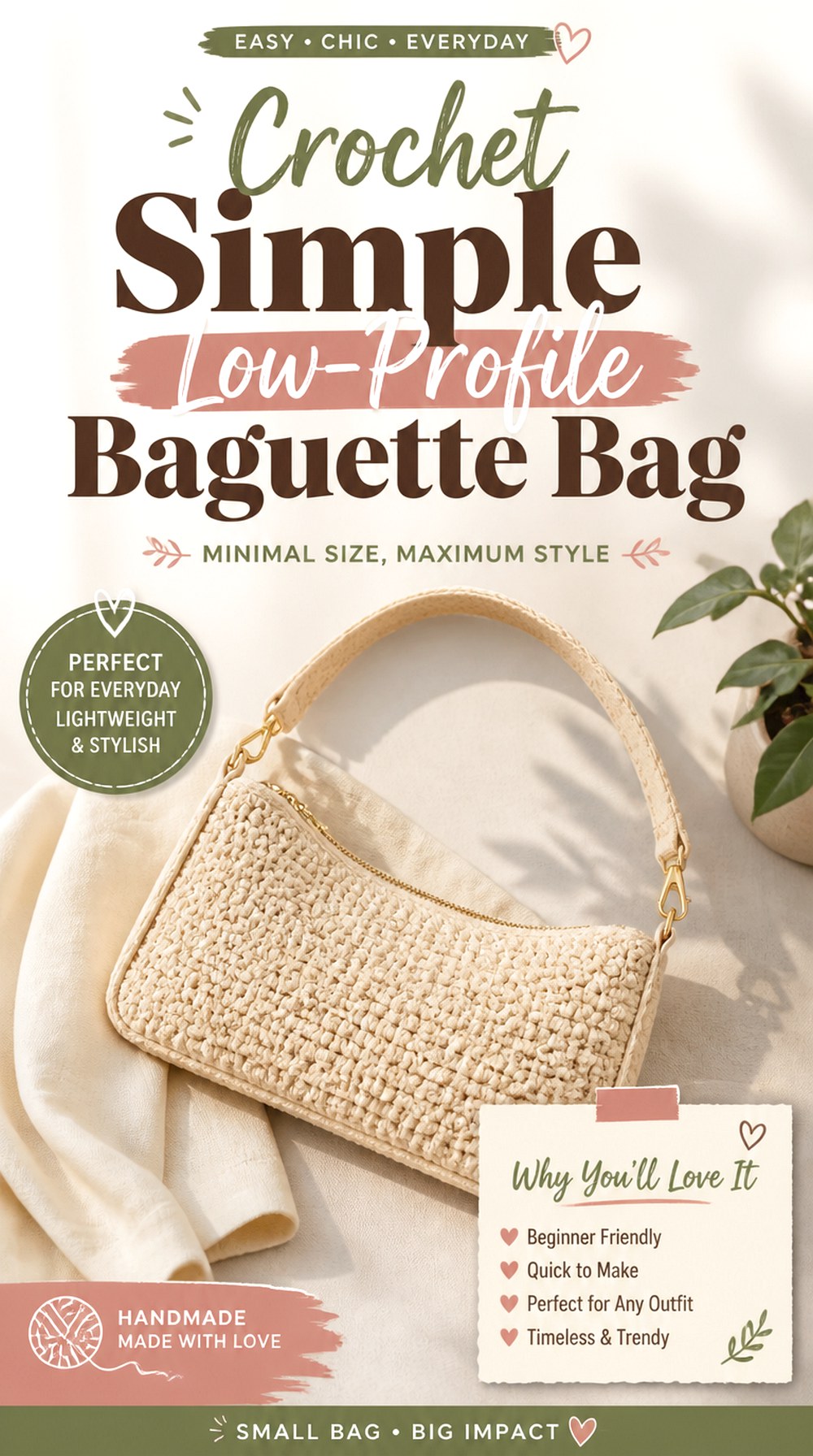 Crochet Simple Low Profile Baguette Bag