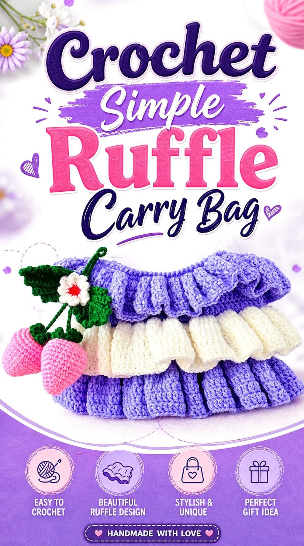 Crochet Simple Ruffle Carry Bag