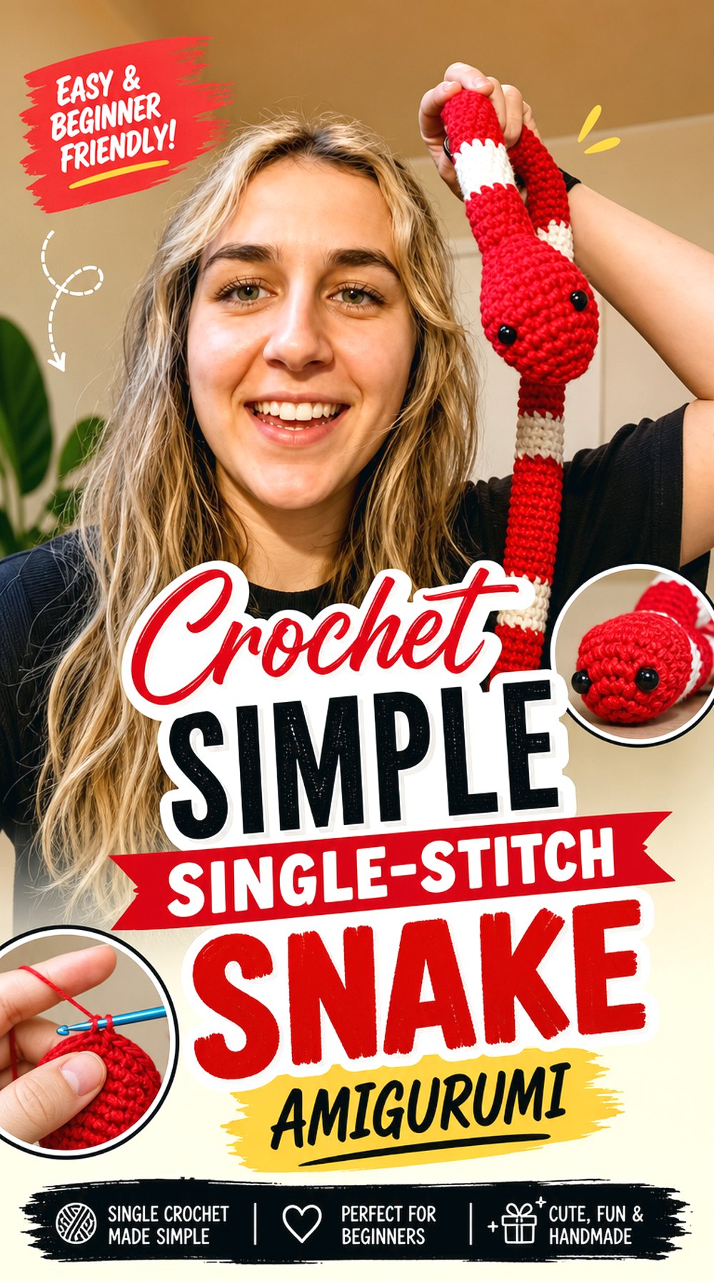 Crochet Simple Single Stitch Snake Amigurumi