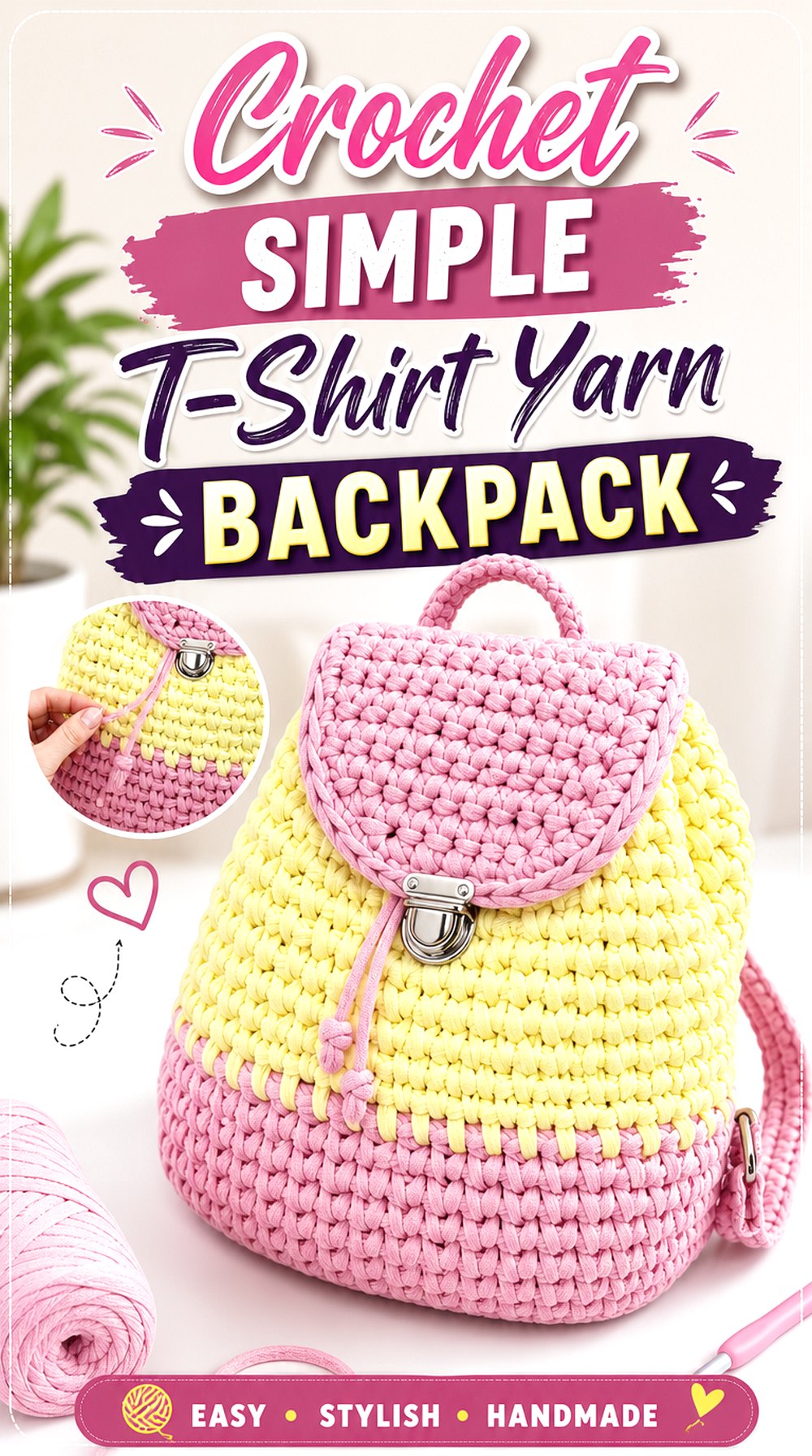 Crochet Simple T Shirt Yarn Backpack