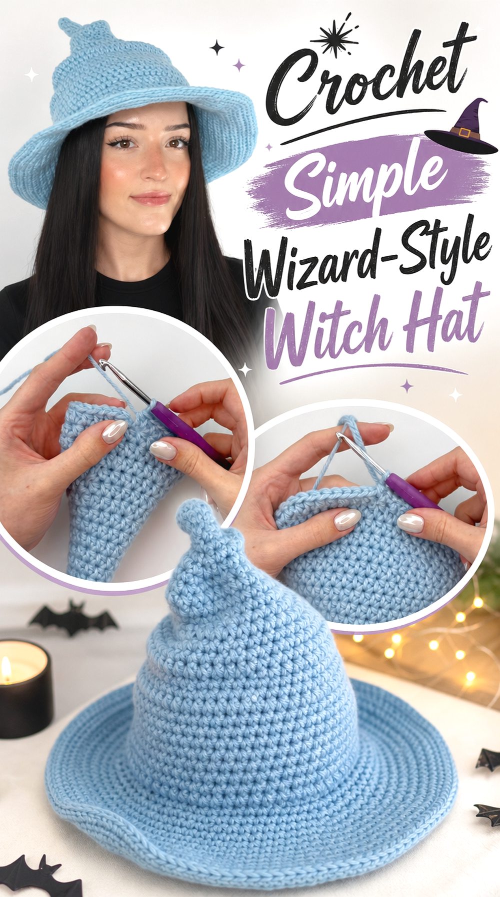 Crochet Simple Wizard Style Witch Hat