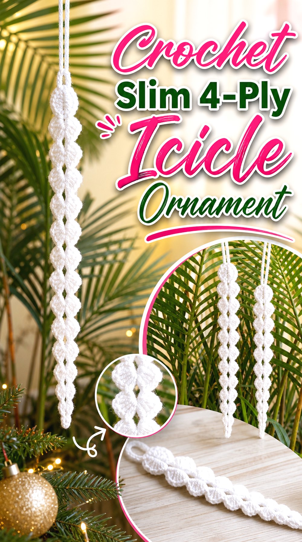Crochet Slim Ply Icicle Ornament