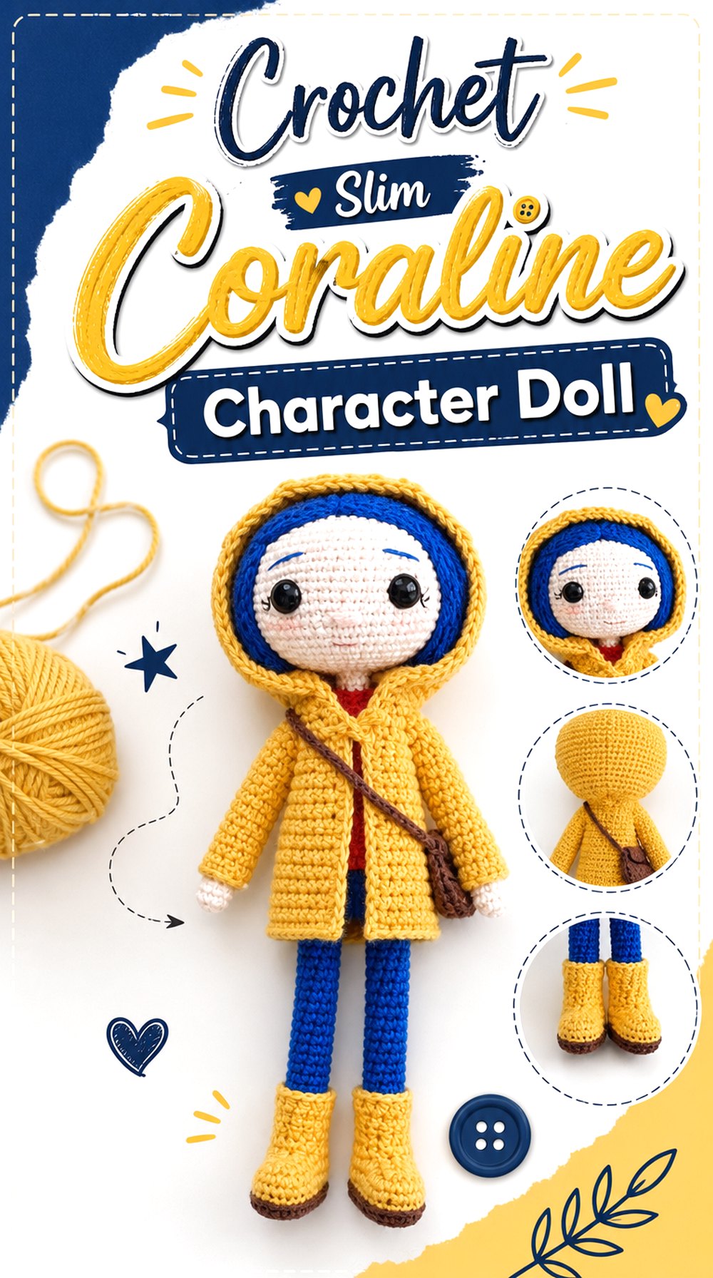 Crochet Slim Coraline Character Doll