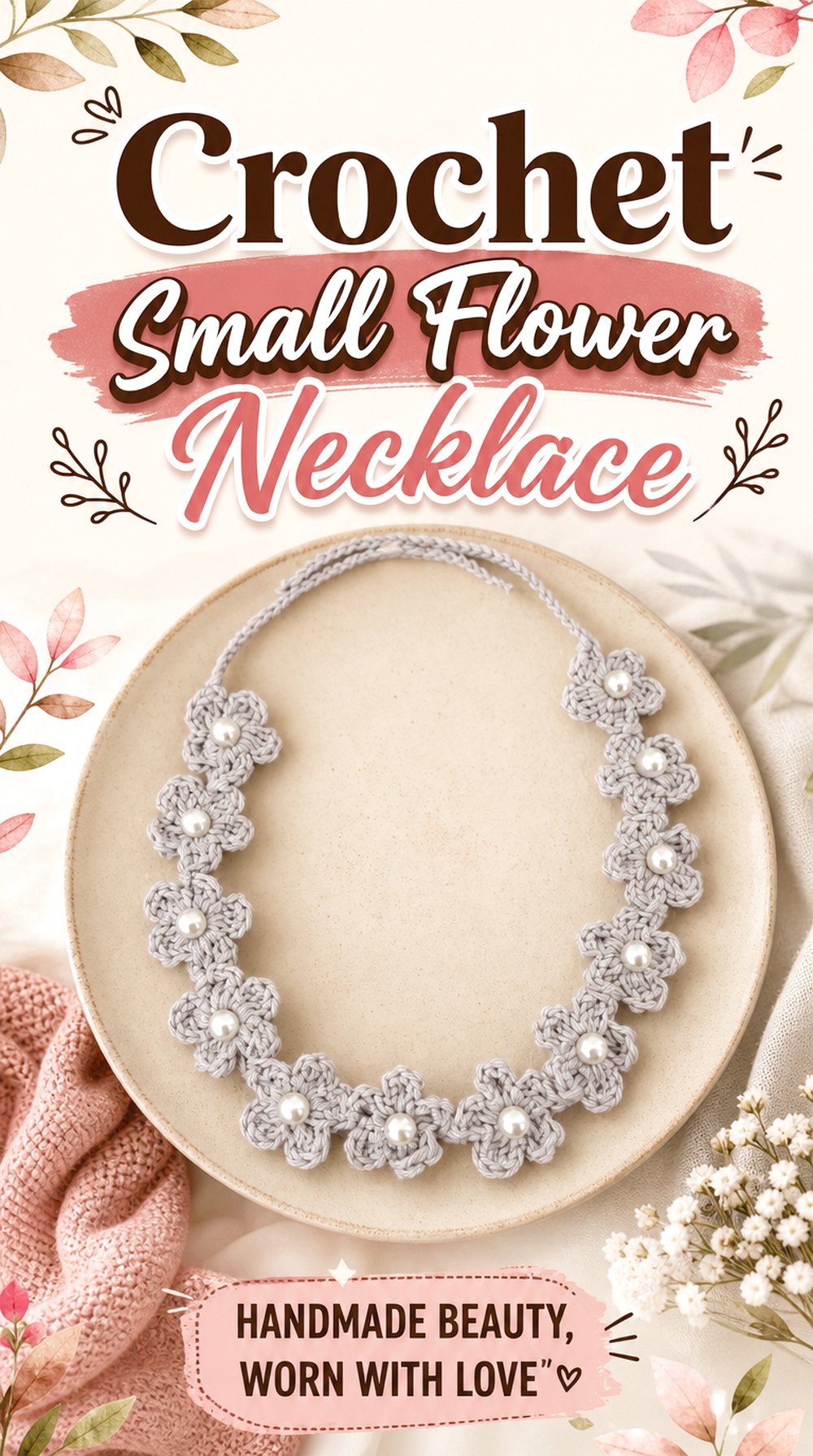 Crochet Small Flower Necklace