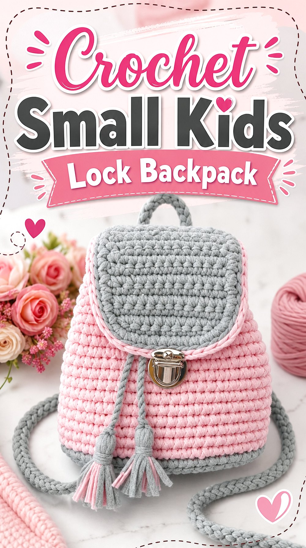 Crochet Small Kids Lock Backpack