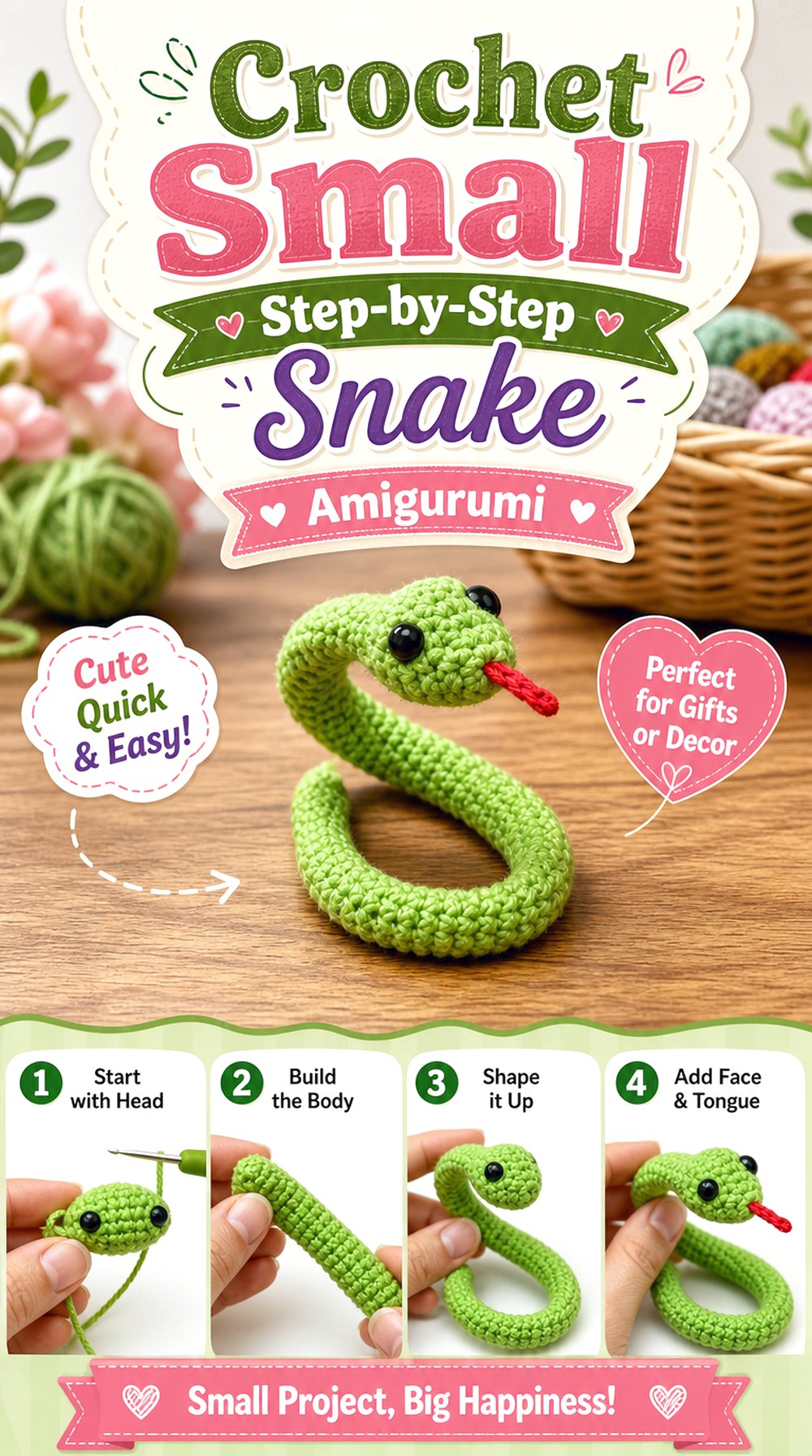 Crochet Small Step by Step Snake Amigurumi