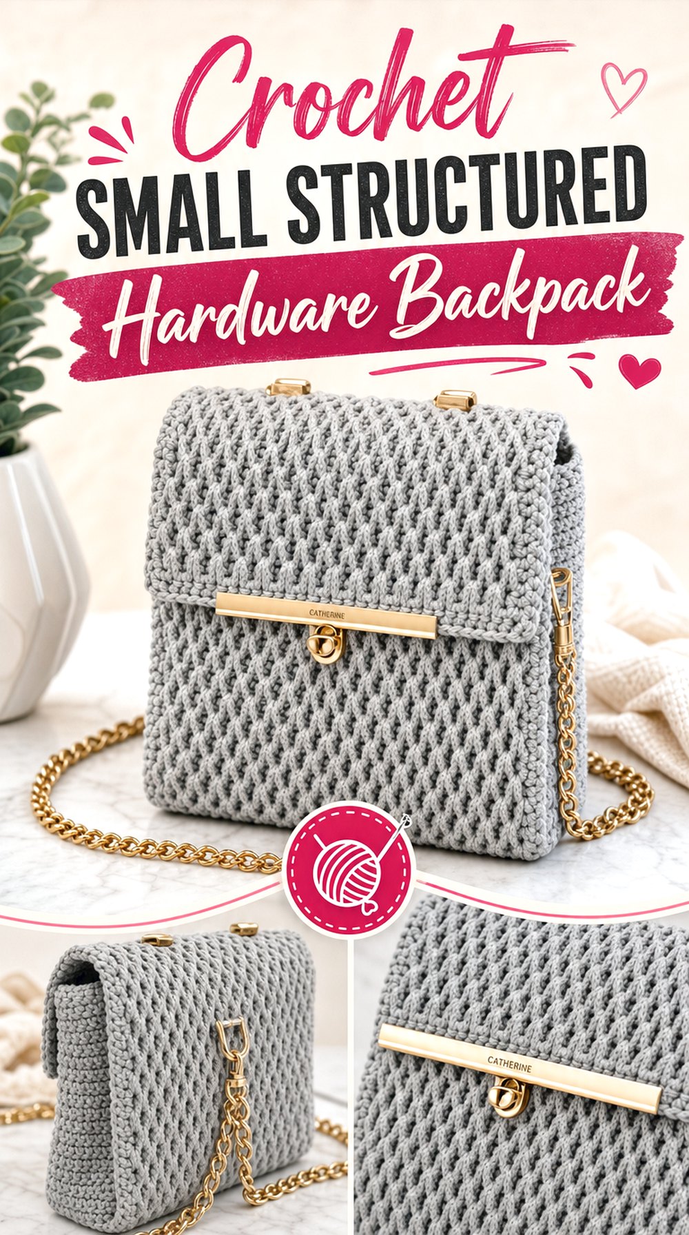Crochet Small Structured Hardware Backpack
