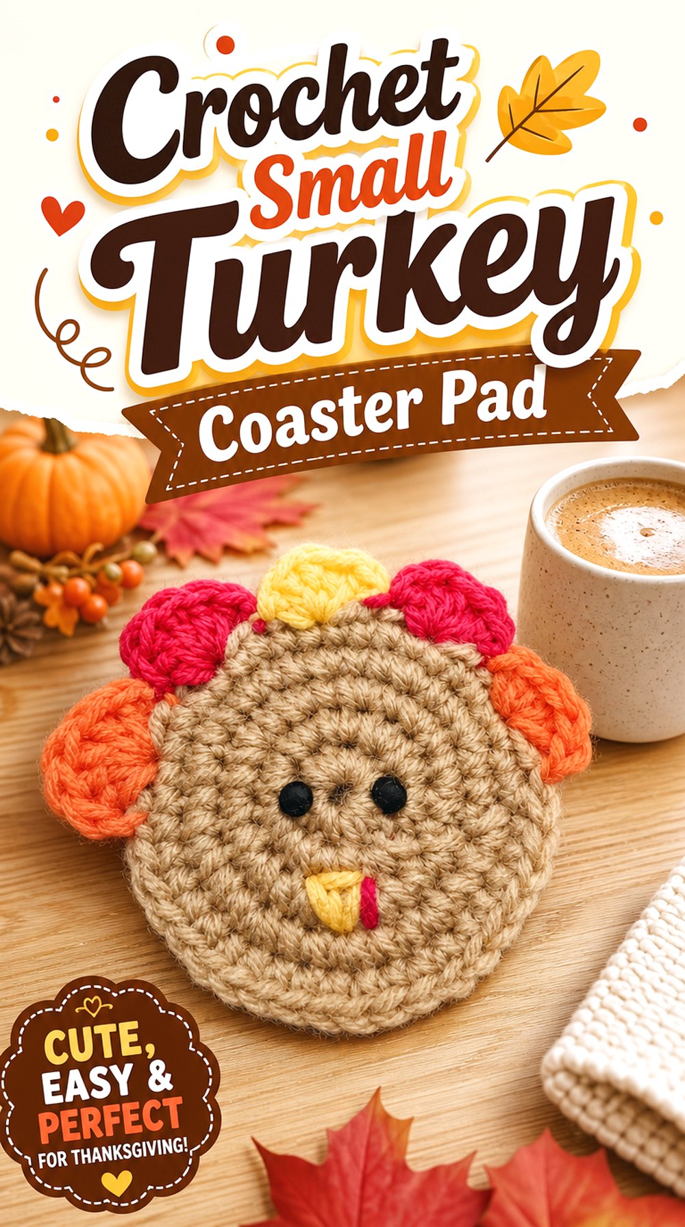 Crochet Small Turkey Coaster Pad