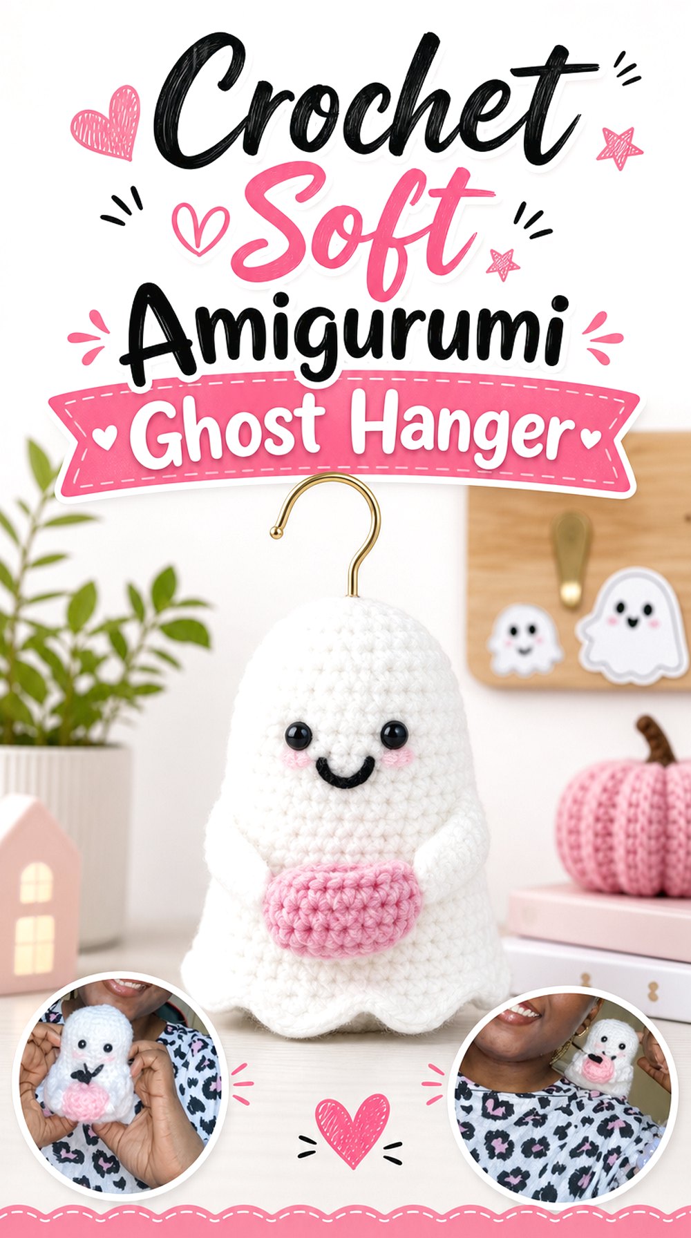 Crochet Soft Amigurumi Ghost Hanger