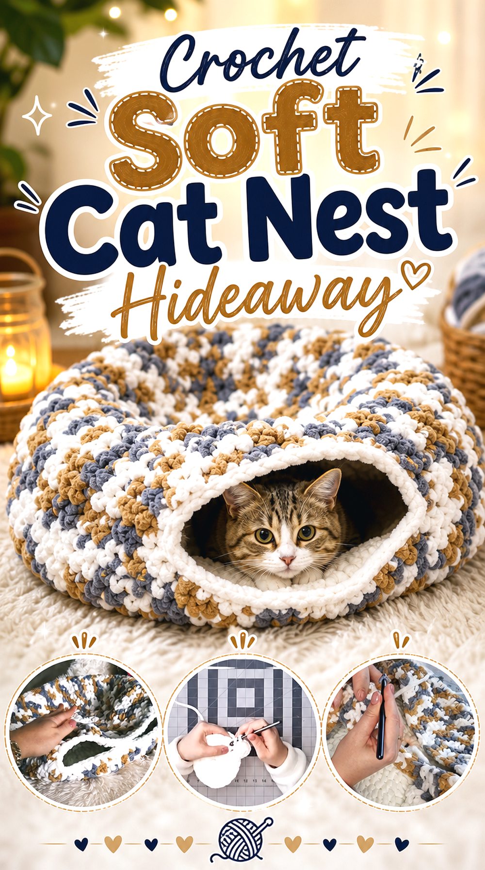 Crochet Soft Cat Nest Hideaway