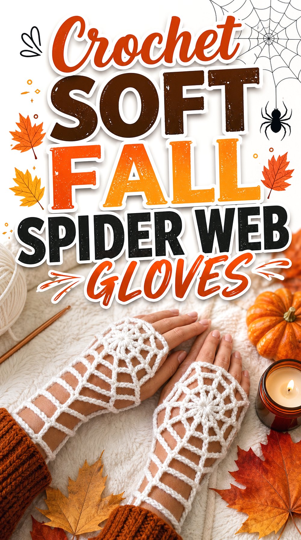Crochet Soft Fall Spider Web Gloves