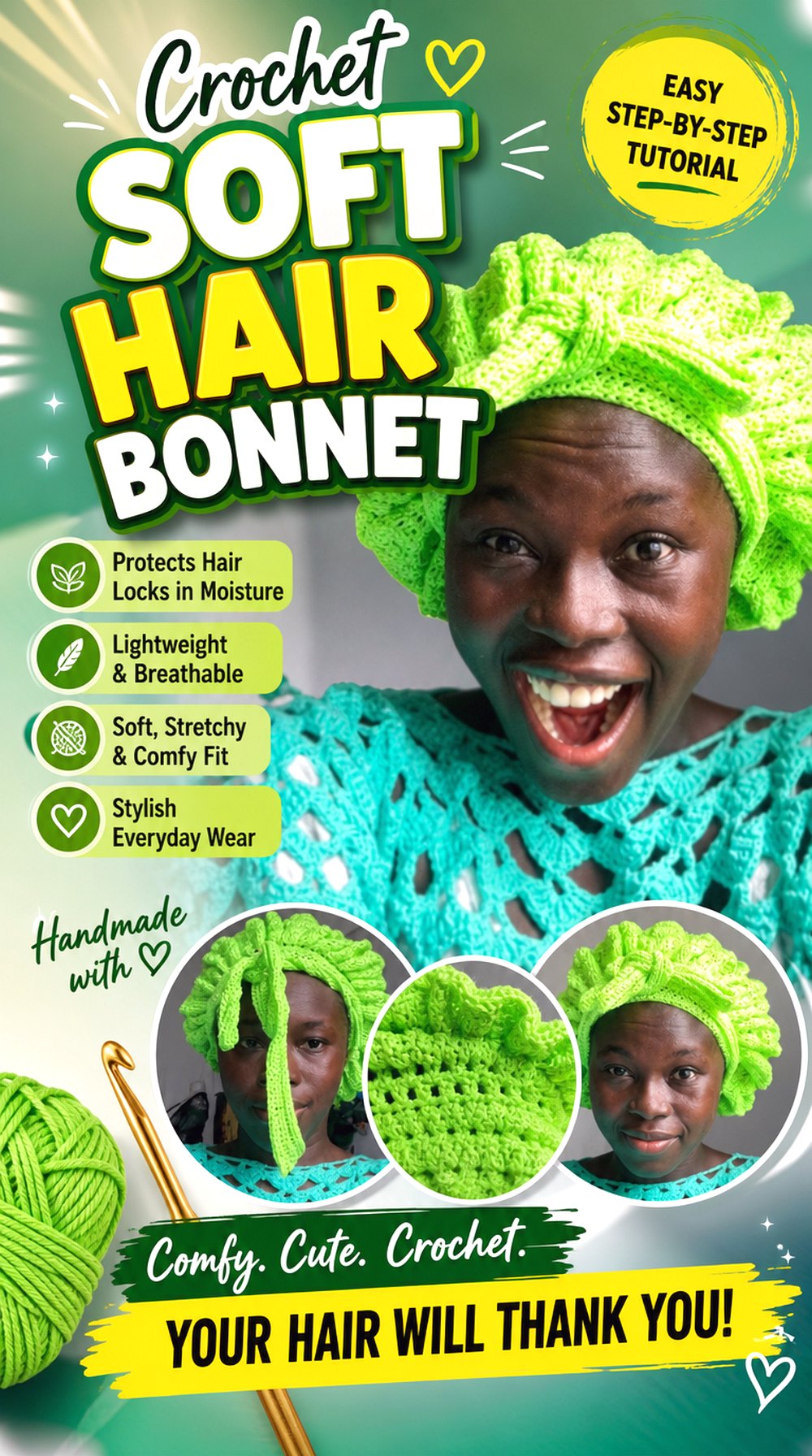 Crochet Soft Hair Bonnet