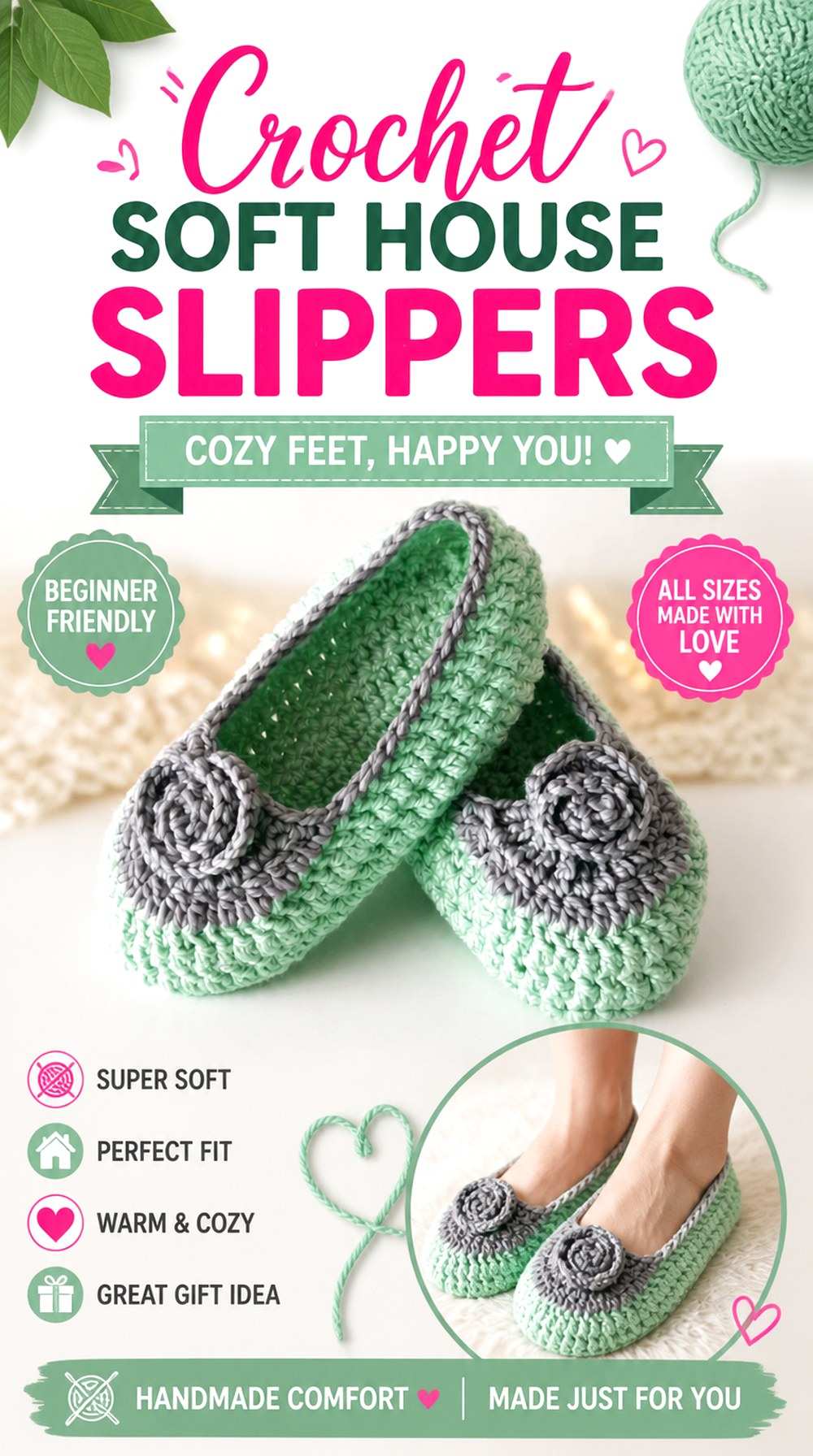 Crochet Soft House Slippers