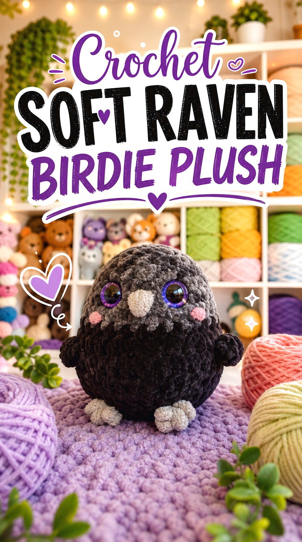 Crochet Soft Raven Birdie Plush
