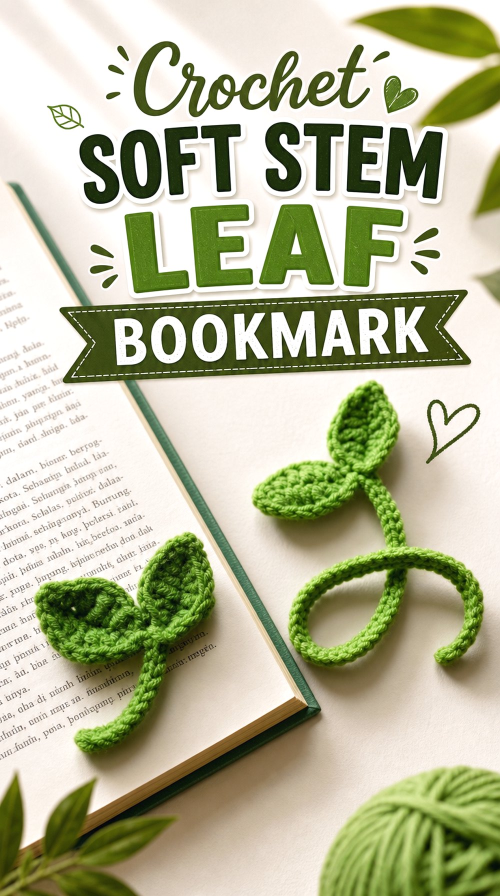 Crochet Soft Stem Leaf Bookmark