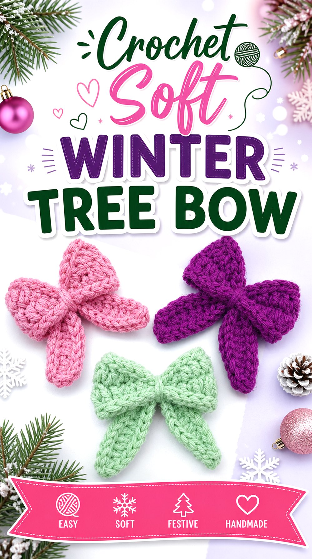 Crochet Soft Winter Tree Bow