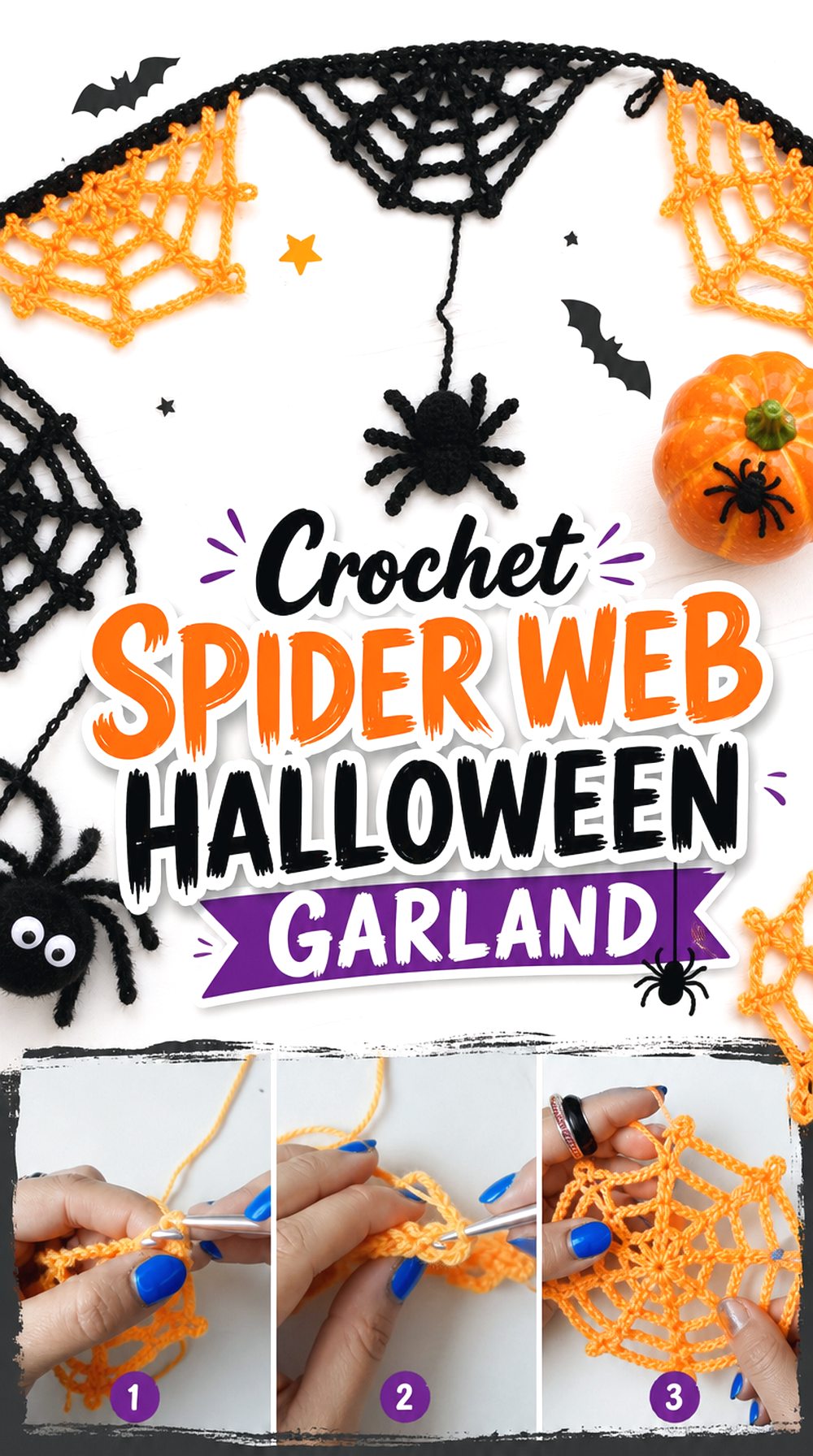 Crochet Spider Web Halloween Garland