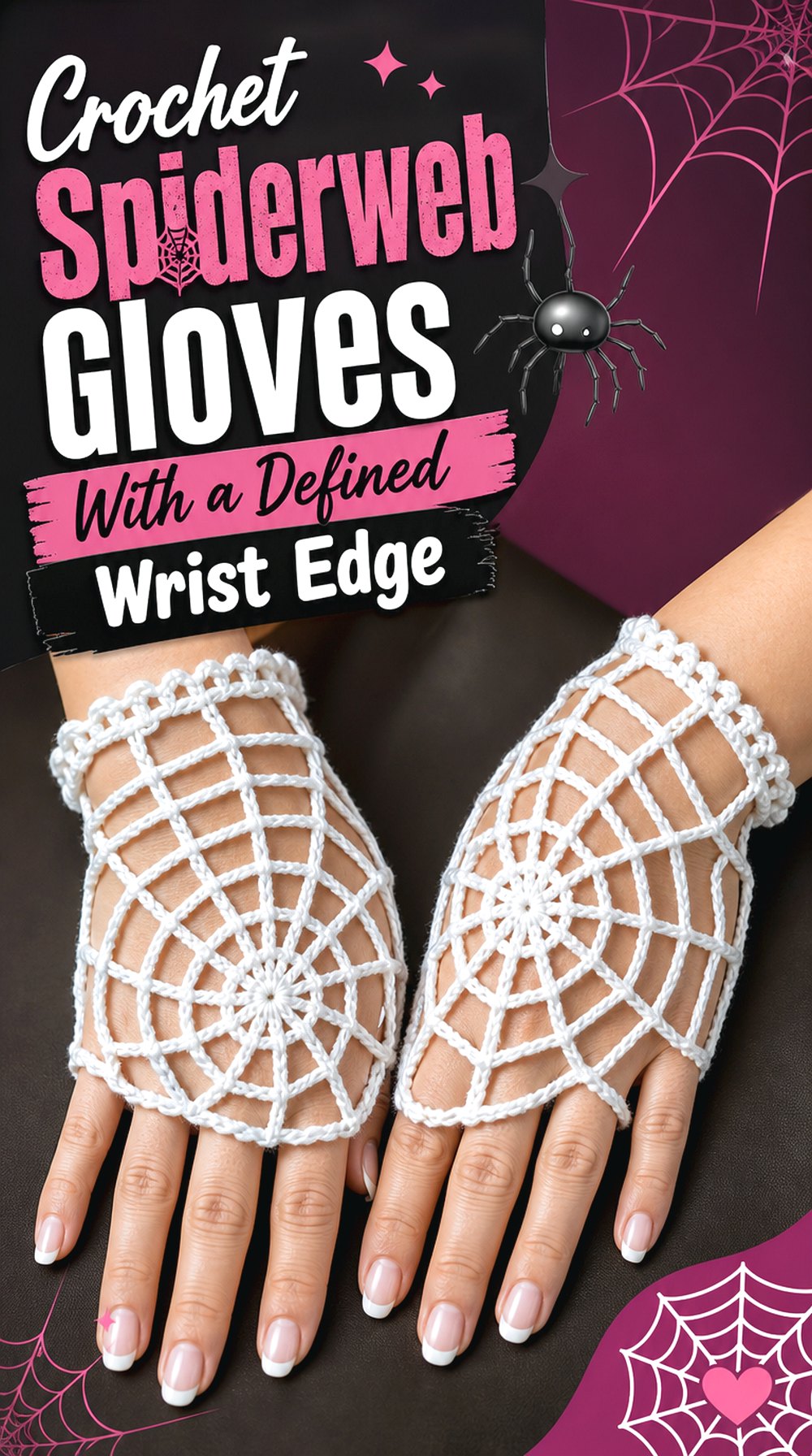 Crochet Spiderweb Gloves With a Defined Wrist Edge