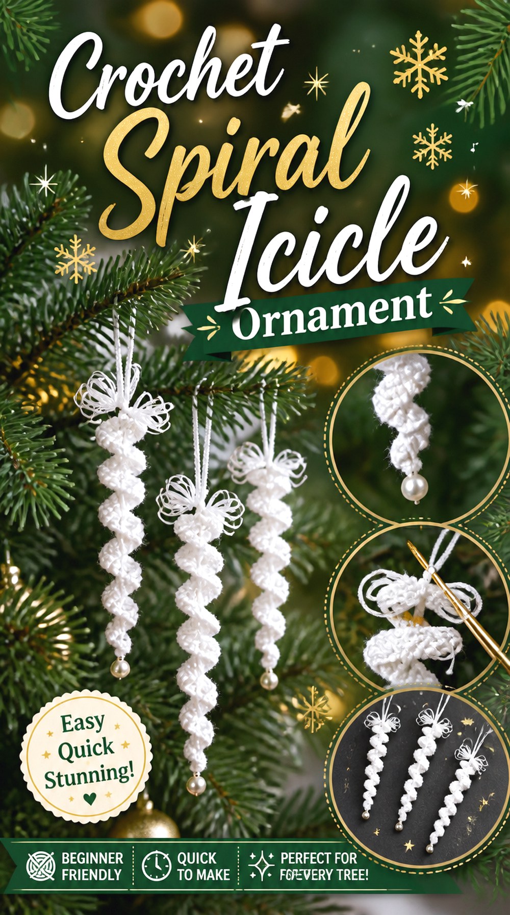 Crochet Spiral Icicle Ornament